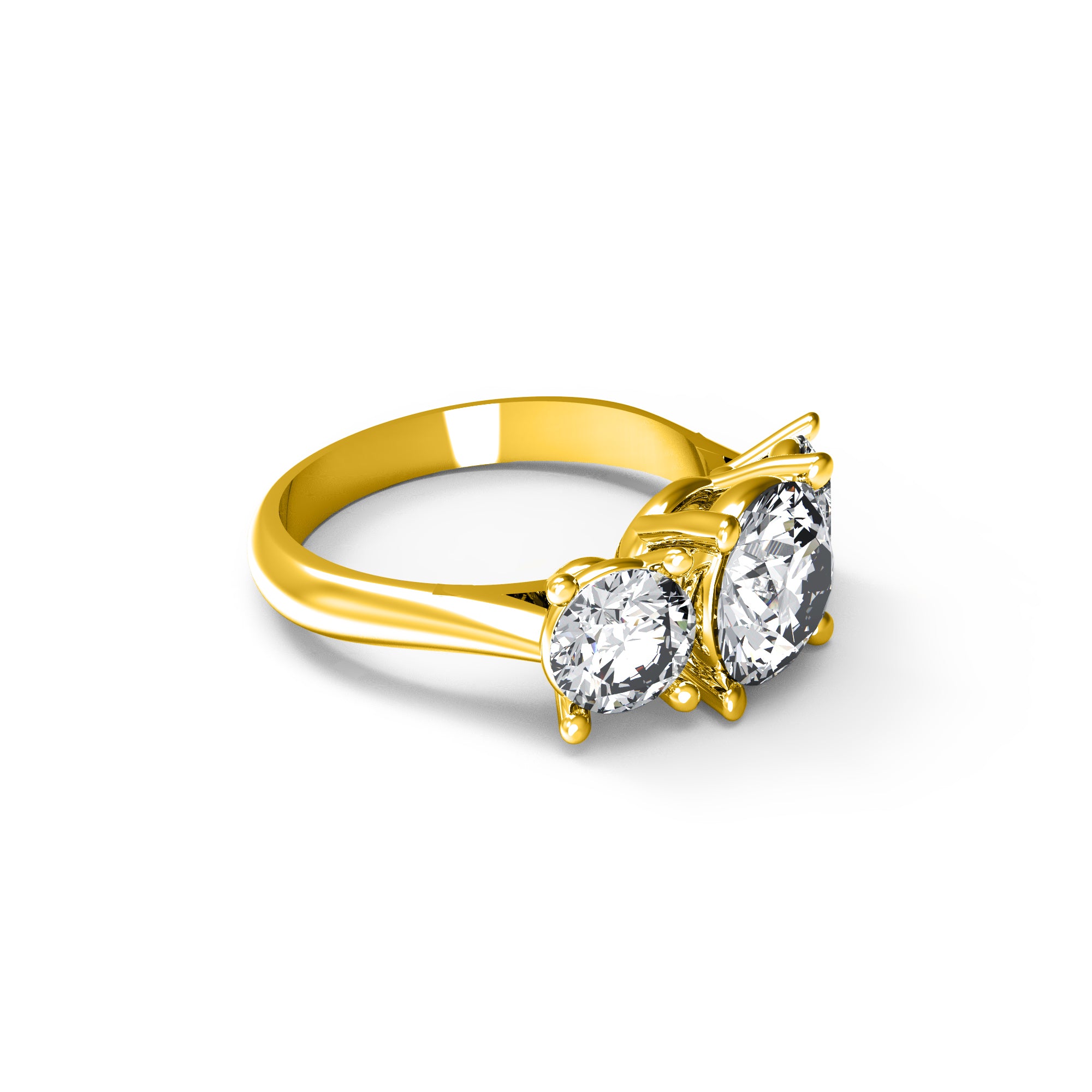 Заручальны пярсцёнак RKC з круглым муасанітам і абяцаннем з трох камянёў, срэбра 925 пробы, пакрыццё з ружовага золата 14 карат, вага 2,70 г, шырыня 2,60 мм