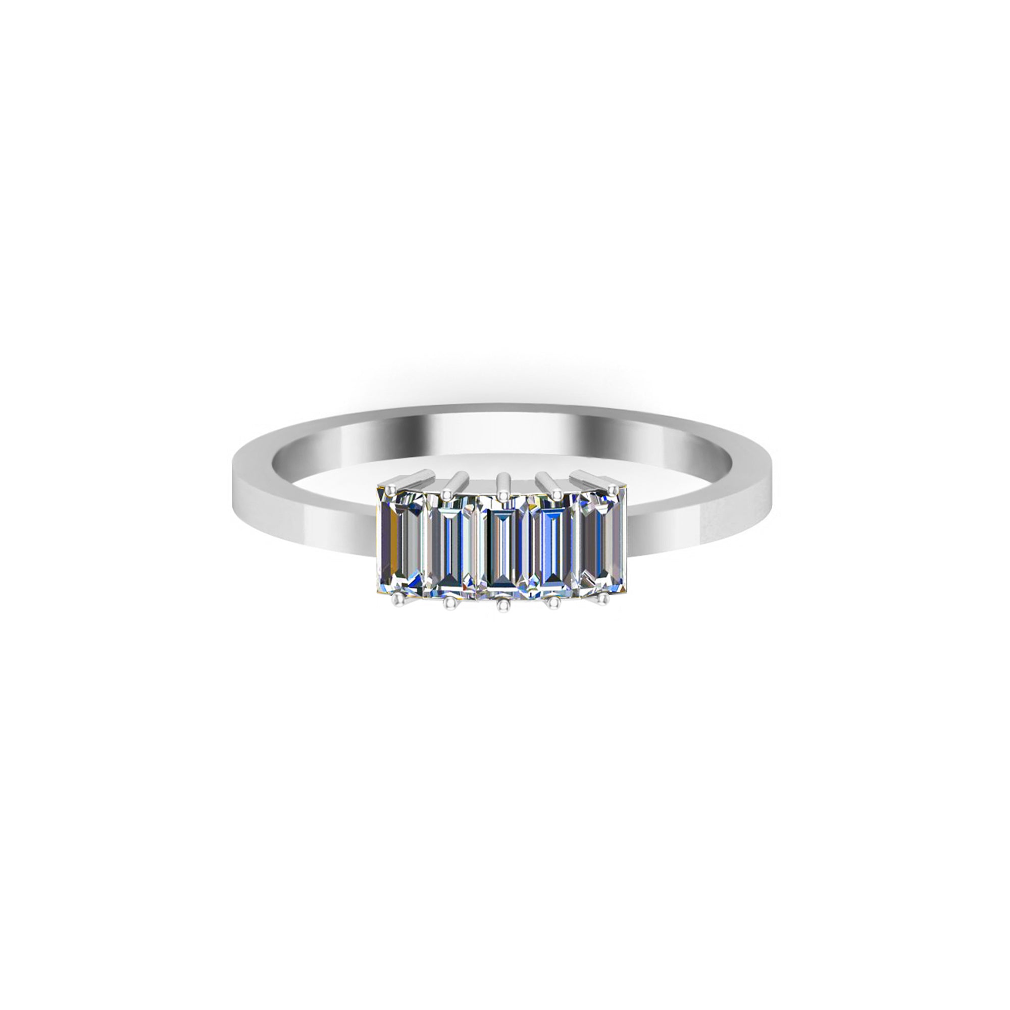 Падарункавы пярсцёнак RKC Baguette Moissanite для жанчын Promise Band, срэбра 925 пробы, пакрыццё з жоўтага золата 14 карат, вага 1,60 г, шырыня 1,60 мм