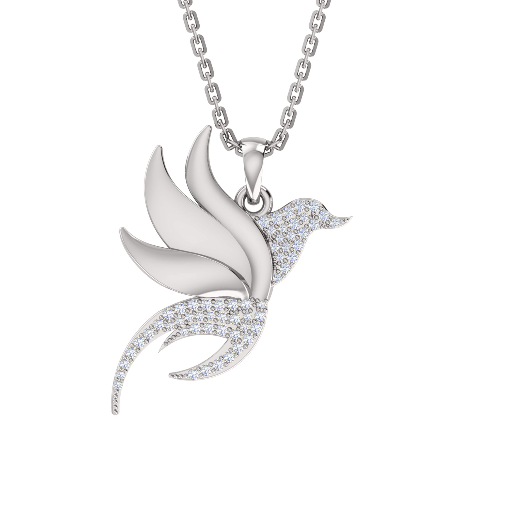 RKC 0.23Ct Moissanite Wings Charm Pendant 925 Silver Jewelry 14K Yellow Gold Plated Wt 4.50gm Height 24mm