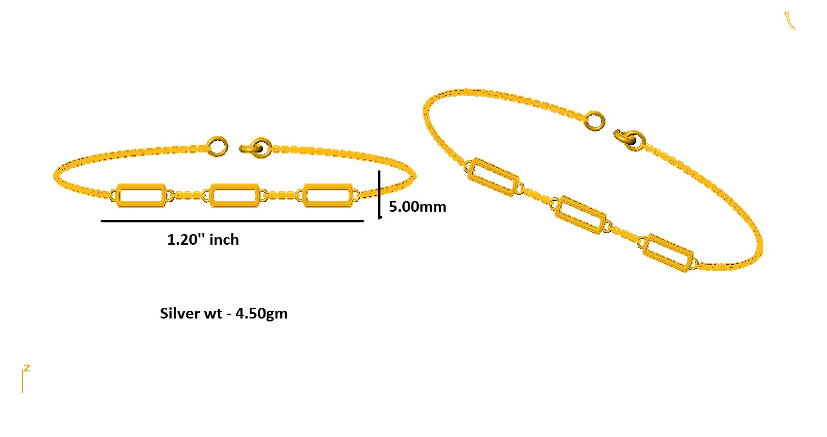 RKC 925 Sterling Silver Women's Bracelet 14K Rose Gold Plated Wt 4.50gm Height 5.00 mm