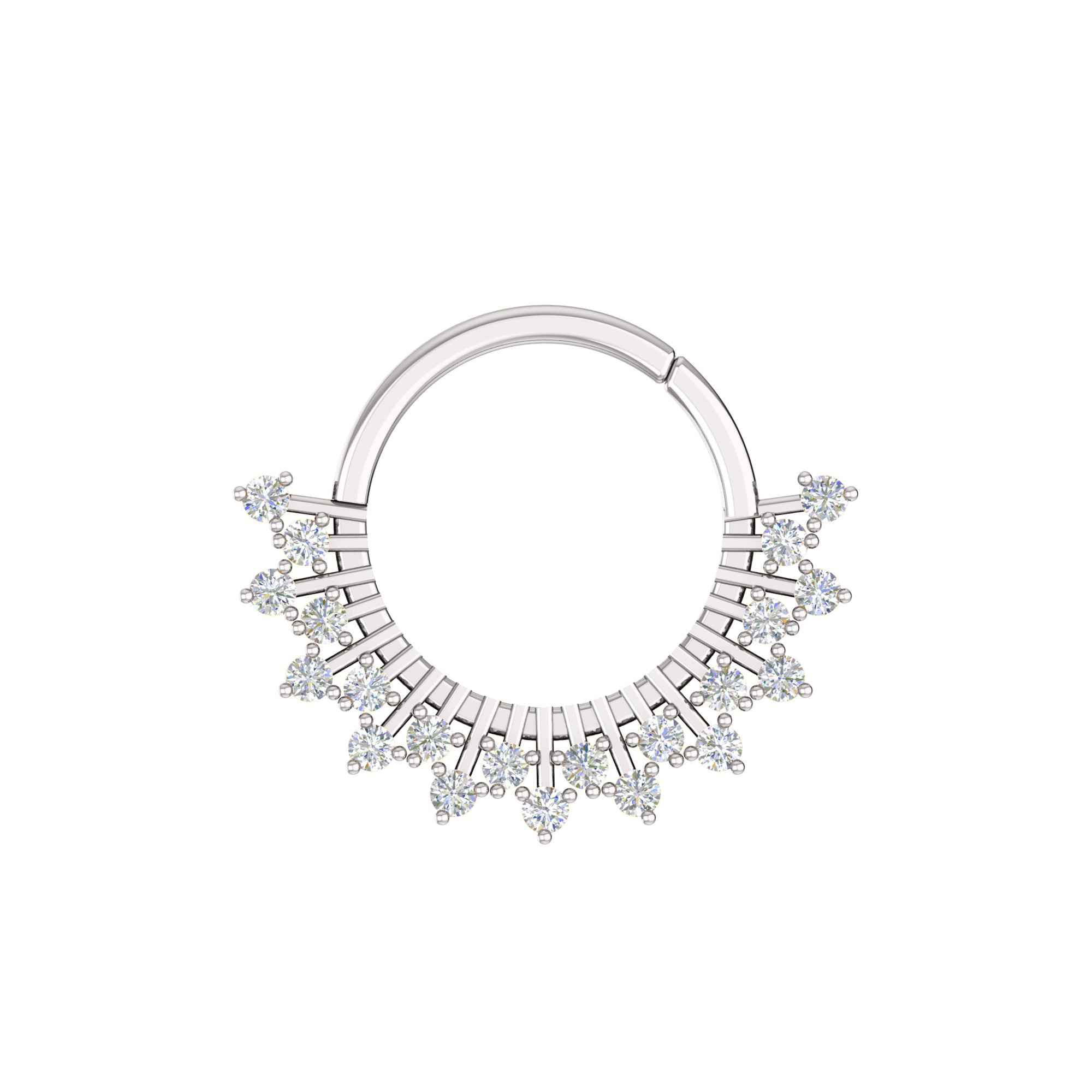 RKC જ્વેલરી 925 સ્ટર્લિંગ સિલ્વર ફ્લોરલ મોઈસાનાઈટ વુમન નોઝ પિન 14k રોઝ ગોલ્ડ પ્લેટેડ Wt 2.60 GM