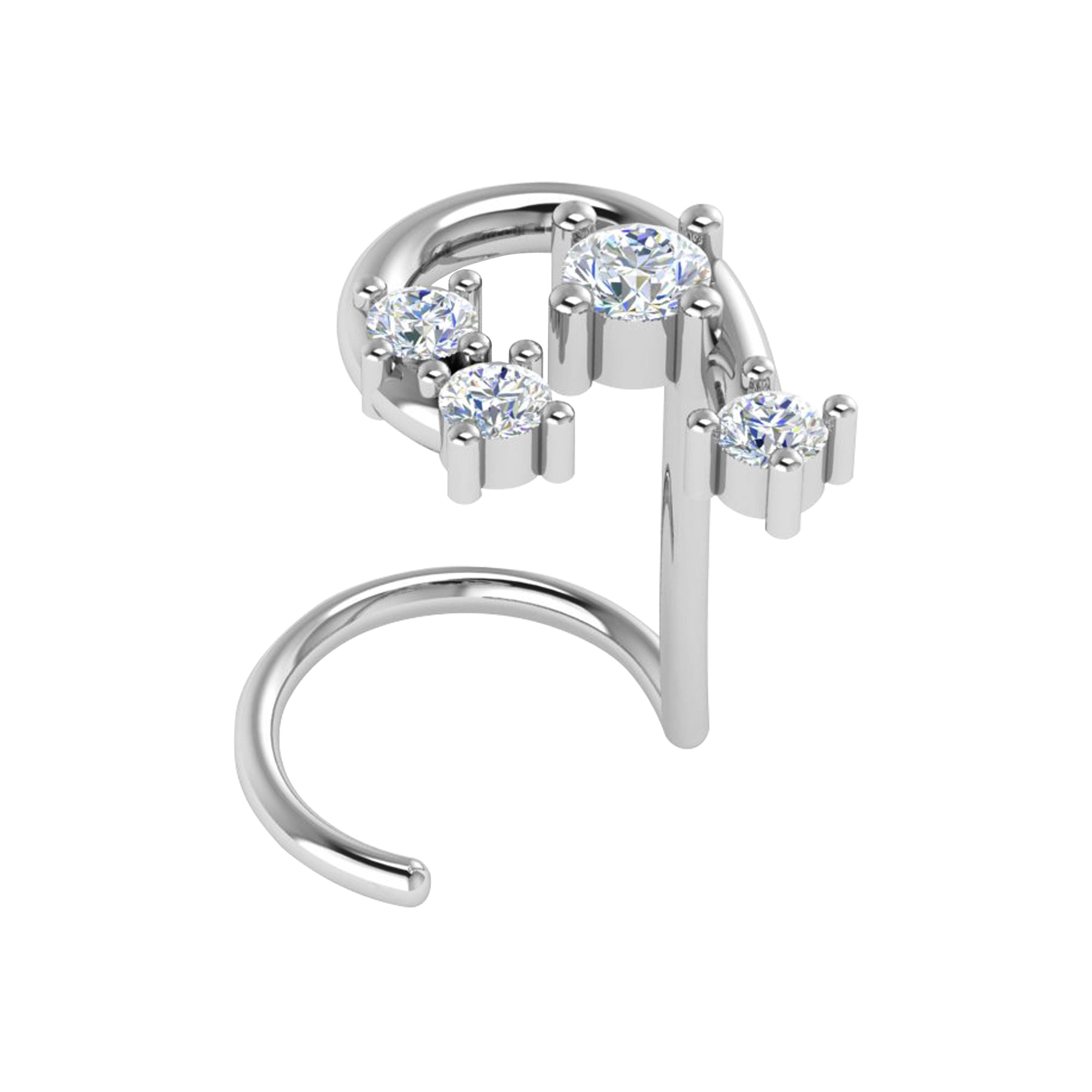 RKC JEWELRY 925 Sterling Silver Moissanite Women Nose Pin 14k Rose Gold Plated Wt 0.80gm