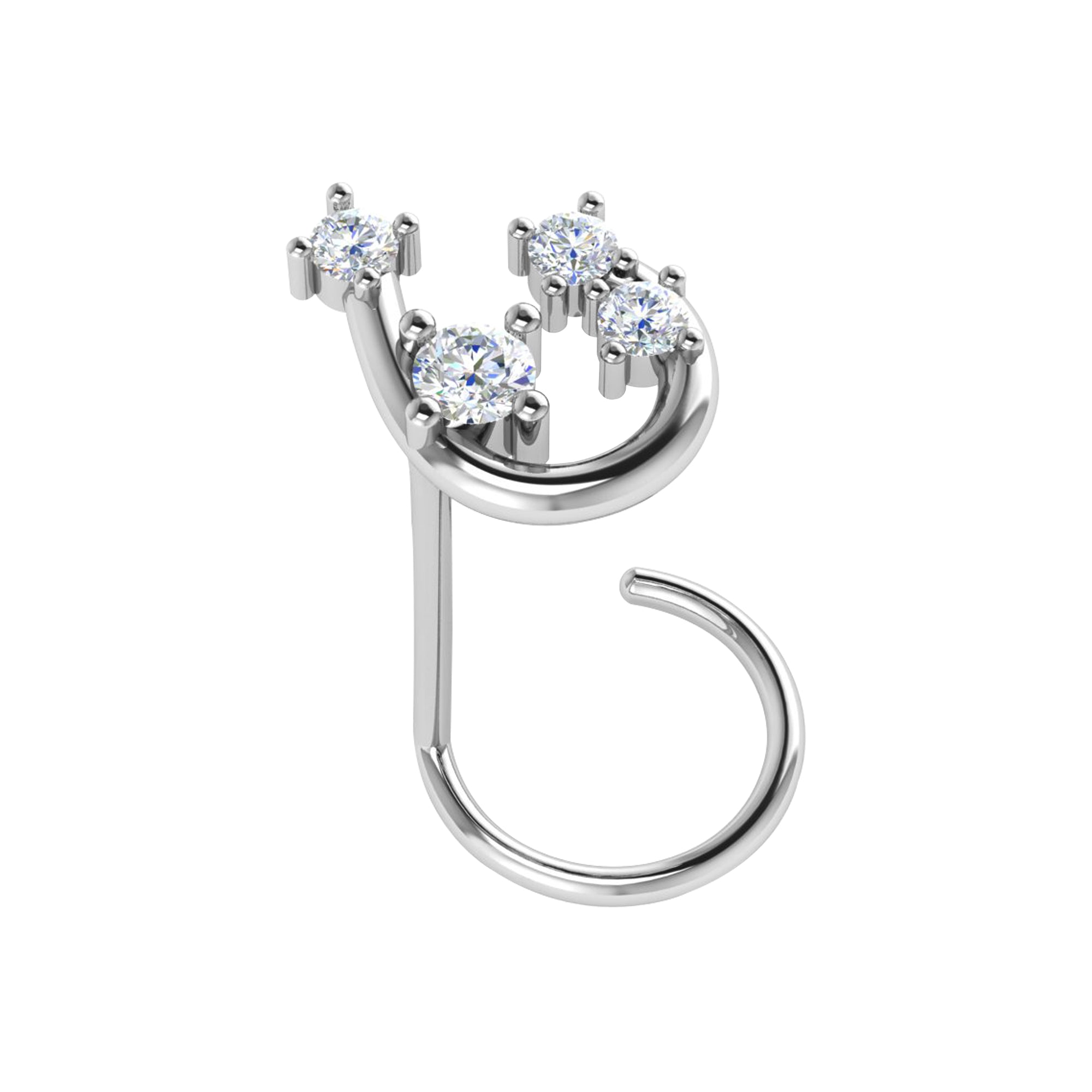 RKC JEWELRY 925 Sterling Silver Moissanite Women Nose Pin 14k Rose Gold Plated Wt 0.80gm