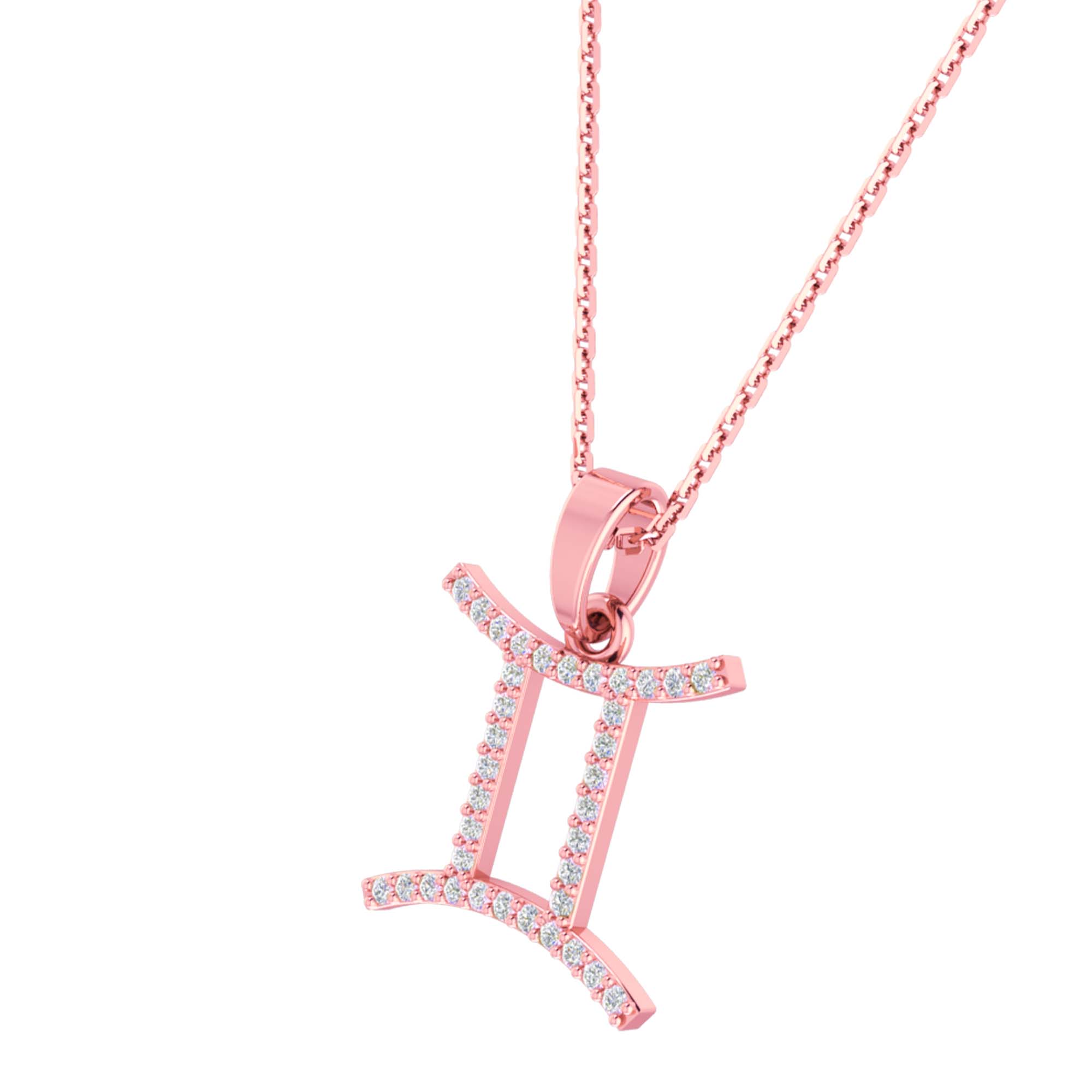 RKC Yellow Gold Plated Gemini Horoscope Cubic Zirconia Pendant Necklace