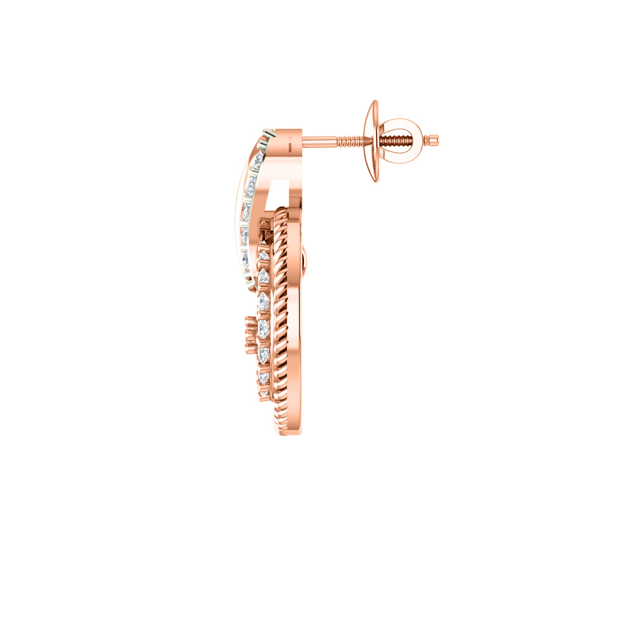 RKC 925 सिल्व्हर गोल्डन टोटल 0.93Ct मॉइसॅनाइट पेंडंट Wt 3.37gm आणि Wt कानातले 4.35gm सेट 14K रोझ गोल्ड प्लेटेड