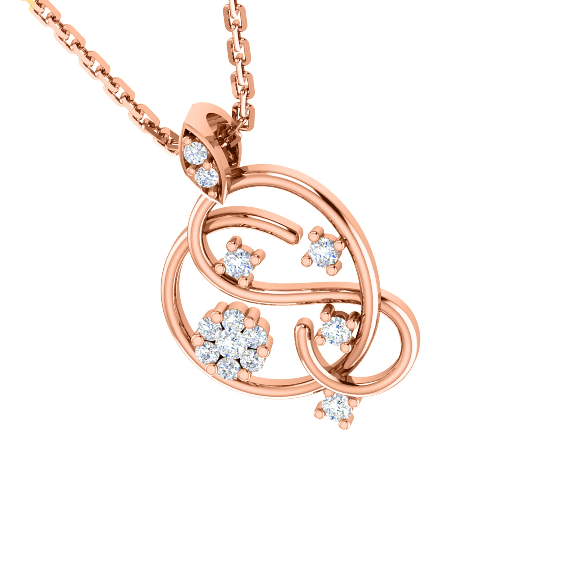 RKC 925 સિલ્વર ગોલ્ડન ટોટલ 0.32Ct મોઈસાનાઈટ પેન્ડન્ટ Wt 3.70gm અને Wt એરિંગ 1.80gm સેટ 14K યલો ગોલ્ડ પ્લેટેડ સાથે