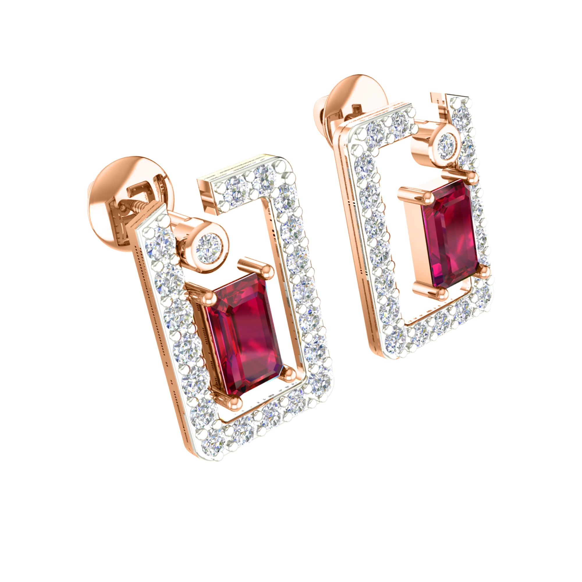 RKC 925 Срэбра Залаты Усяго 1,00 карата Рубінавы кулон Вага 3,70 г і завушніцы 2,10 г Камплект з пакрыццём з 14-каратнага жоўтага золата