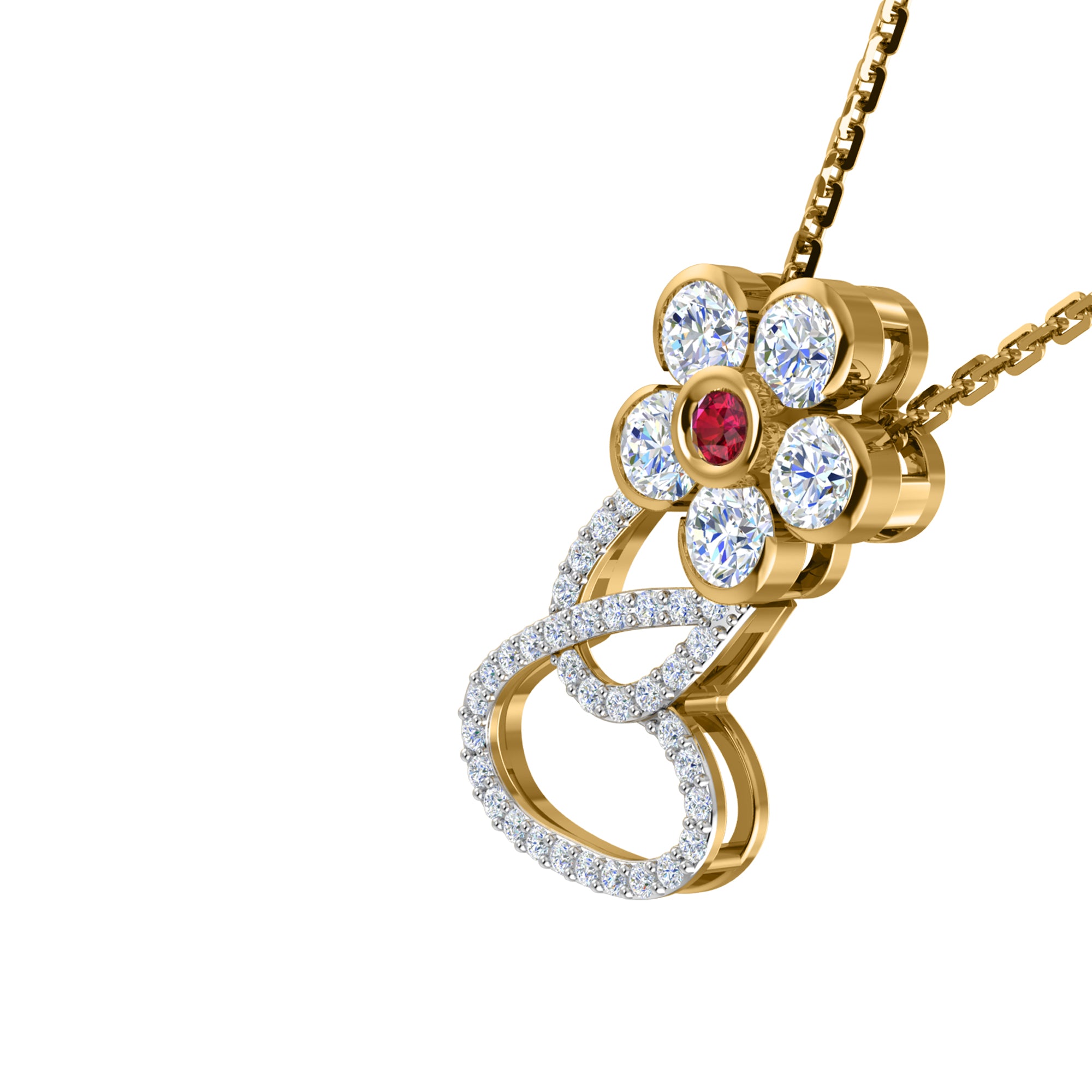 RKC 1.65Ct ময়সানাইট ফুলের দুল 925 সিলভার জুয়েলারী 14K রোজ গোল্ড প্লেটেড Wt 4.90gm উচ্চতা 26.00mm