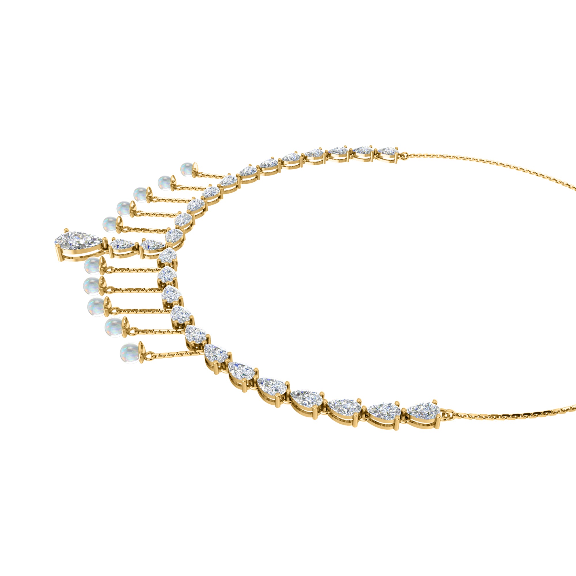 RKC Silver Statement Necklace 24 Carat Cubic Zirconia Necklace For Our Better Half Person Weight- 15gm