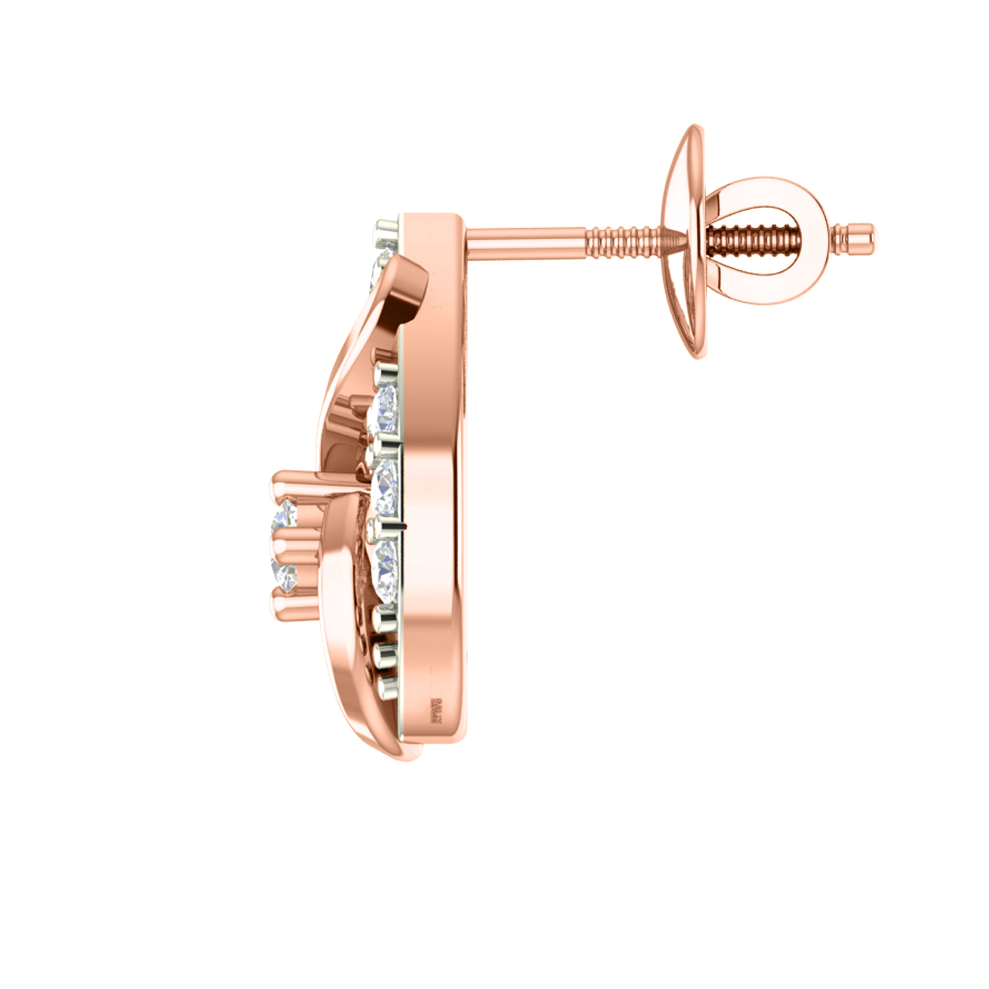 RKC 925 सिल्व्हर गोल्डन टोटल 0.65Ct मॉइसॅनाइट पेंडंट Wt 4.50gm आणि Wt कानातले 2.00gm सेट 14K रोझ गोल्ड प्लेटेड