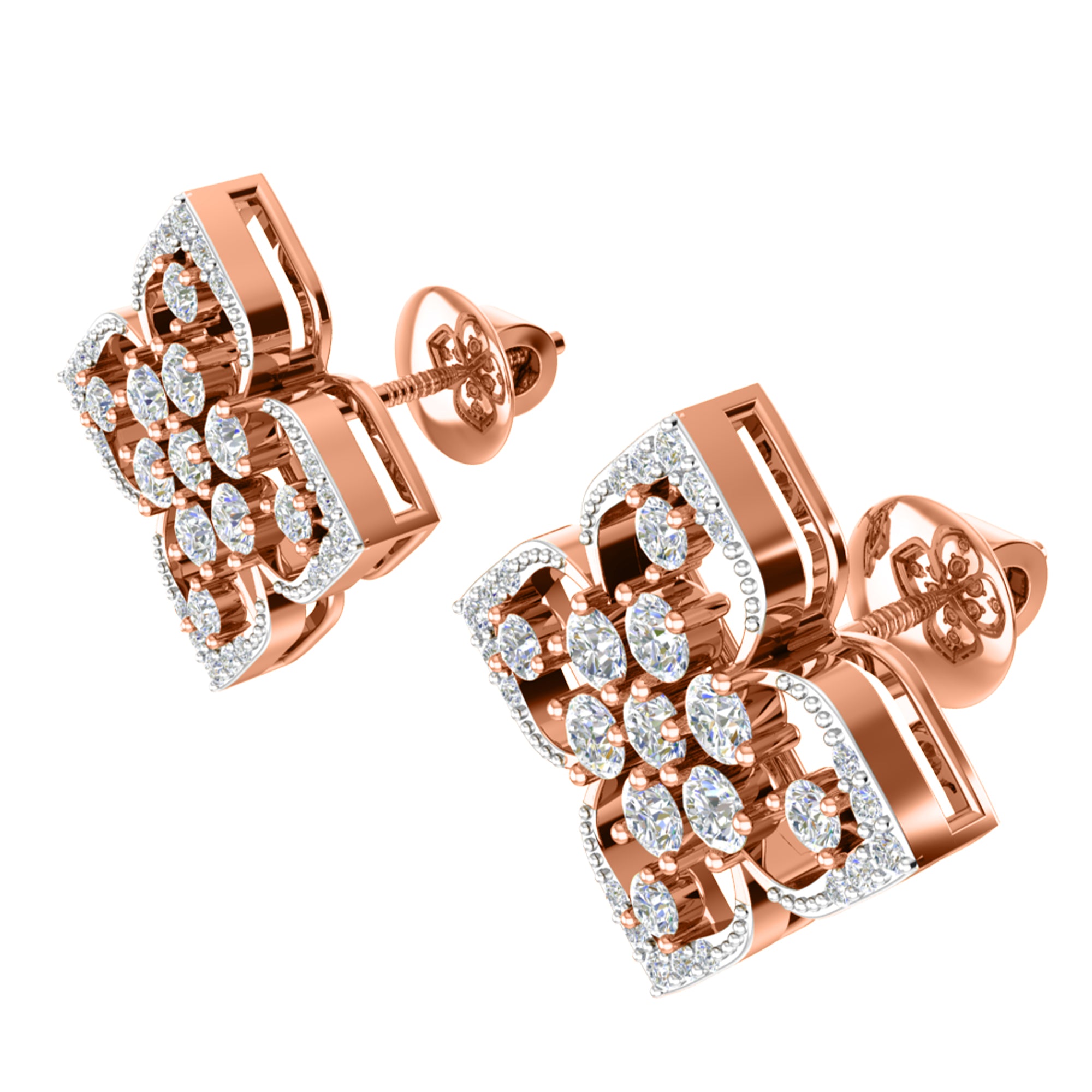 RKC 925 Sterling Silver Daily Wear Girl's Floral Stud Women Earring 14k Yellow Over Product Wt 2.80 GM Height 14.70 MM