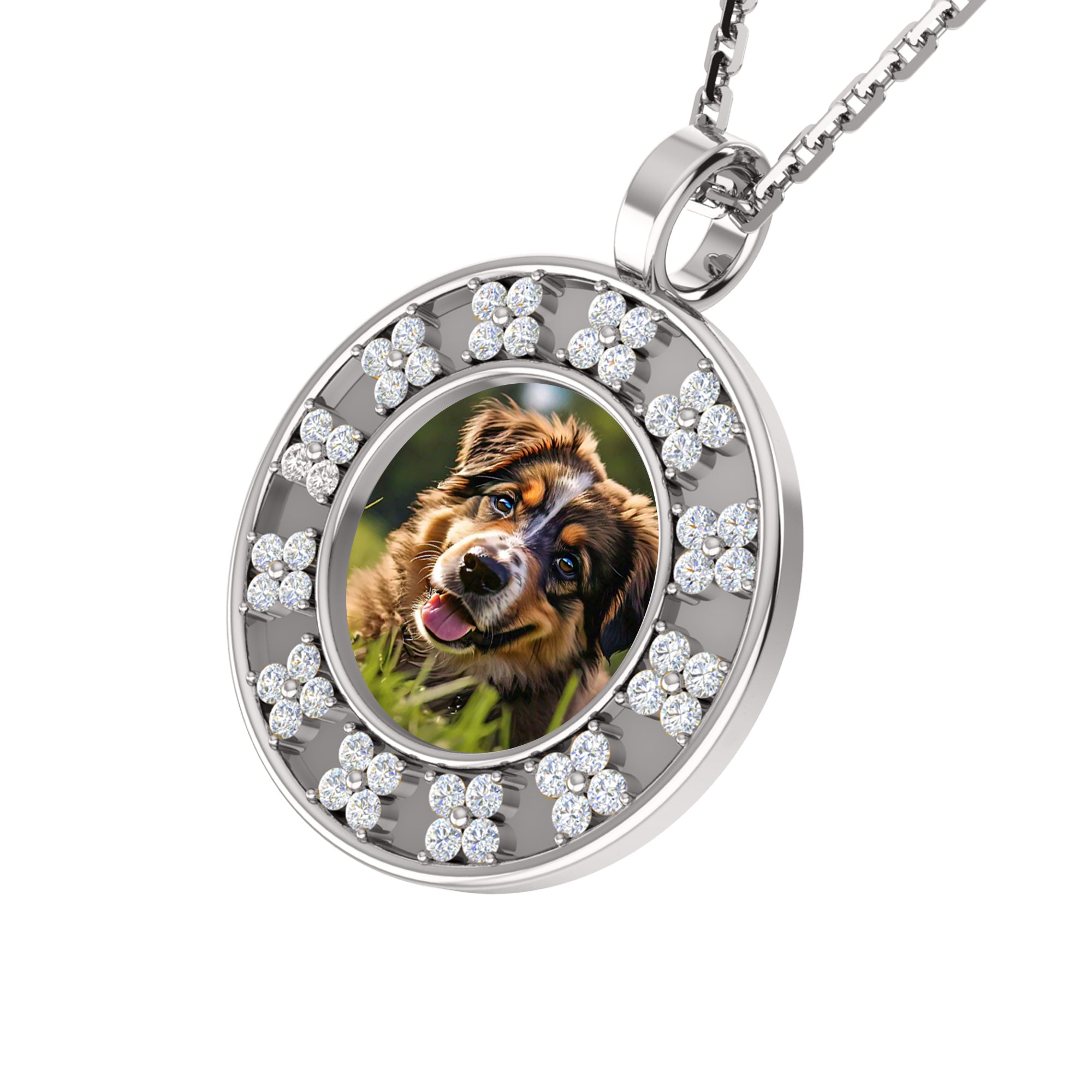 RKC 0.48Ct Moissanite Halo Photo Pendant 925 Silver Jewelry 14K Yellow Gold Plated Wt 5gm Height 20mm