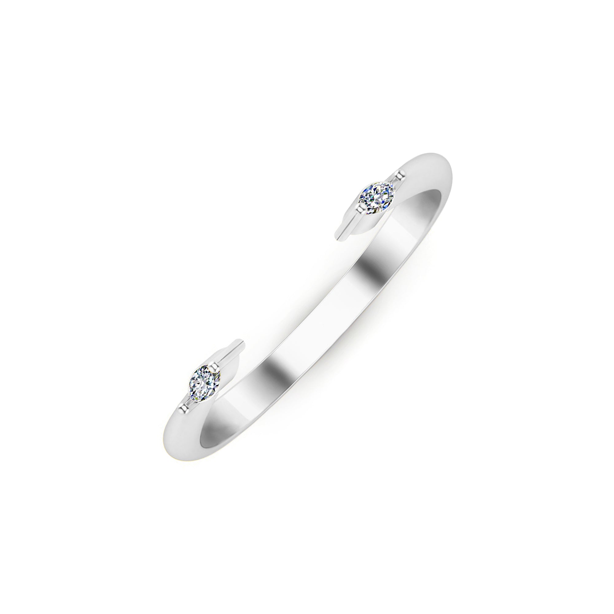 RKC Marquise Cut Moissanite Two Stone Open Band Women Ring 925 Sterling Silver Yellow Gold Over Wt 1.70 gm Width 2.40 MM