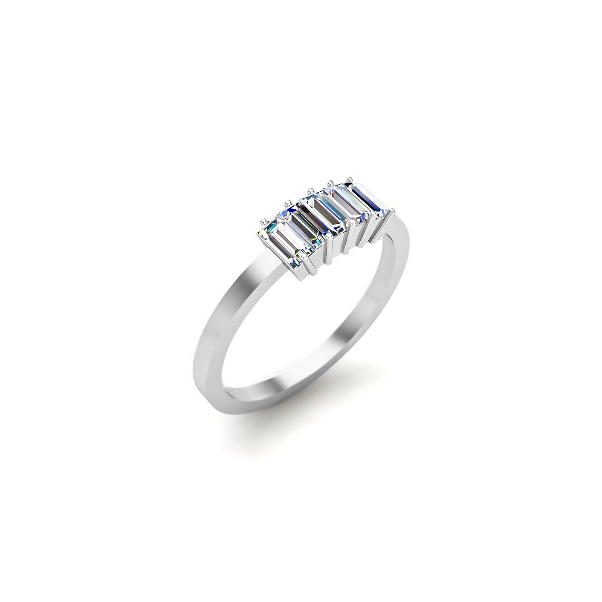 Падарункавы пярсцёнак RKC Baguette Moissanite для жанчын Promise Band, срэбра 925 пробы, пакрыццё з жоўтага золата 14 карат, вага 1,60 г, шырыня 1,60 мм