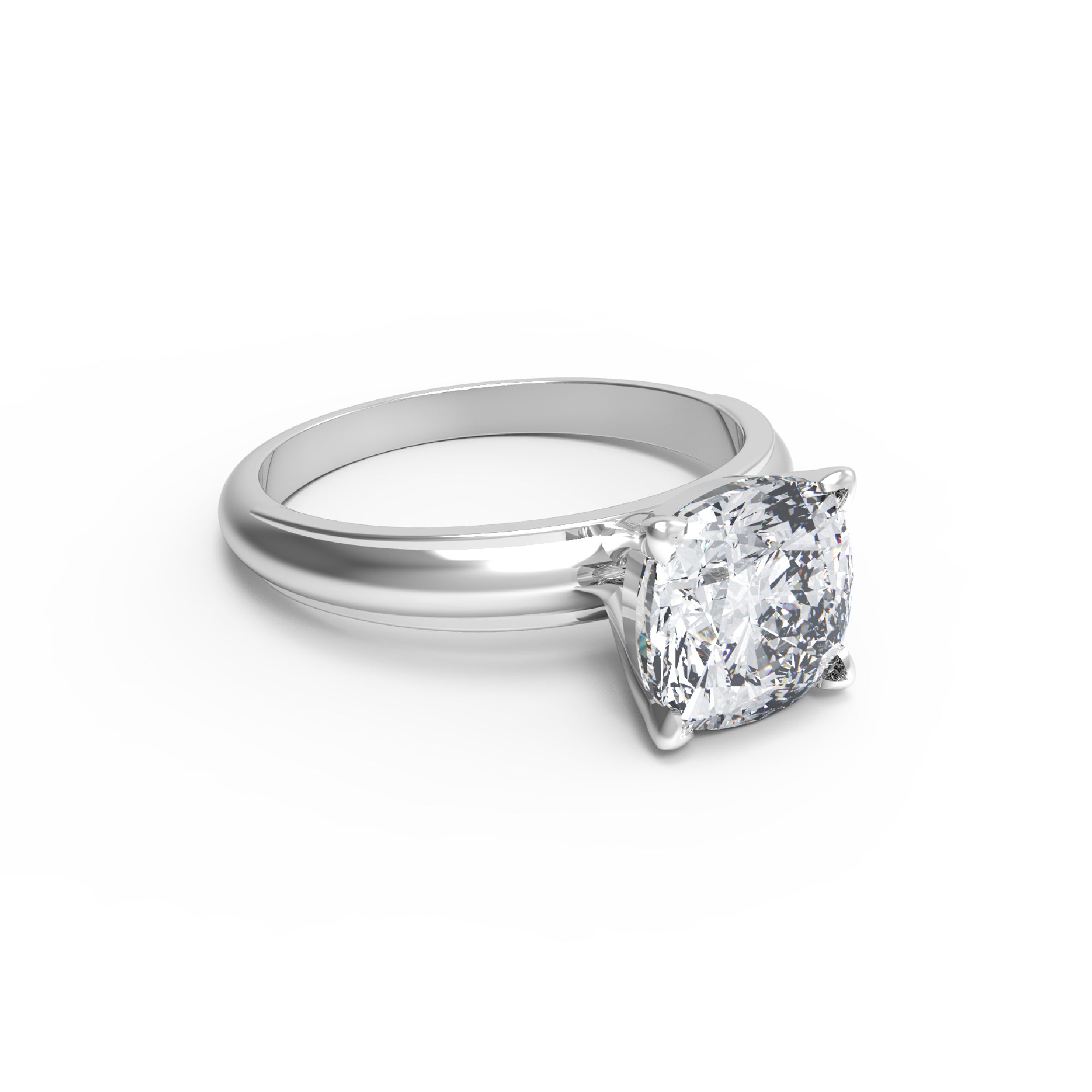 RKC Cushion Cut Moissanite Solitaire Valentine Propose Ring 925 Sterling Silver 14K Rose Gold Over Wt 3.60 gm Width 2.30 MM