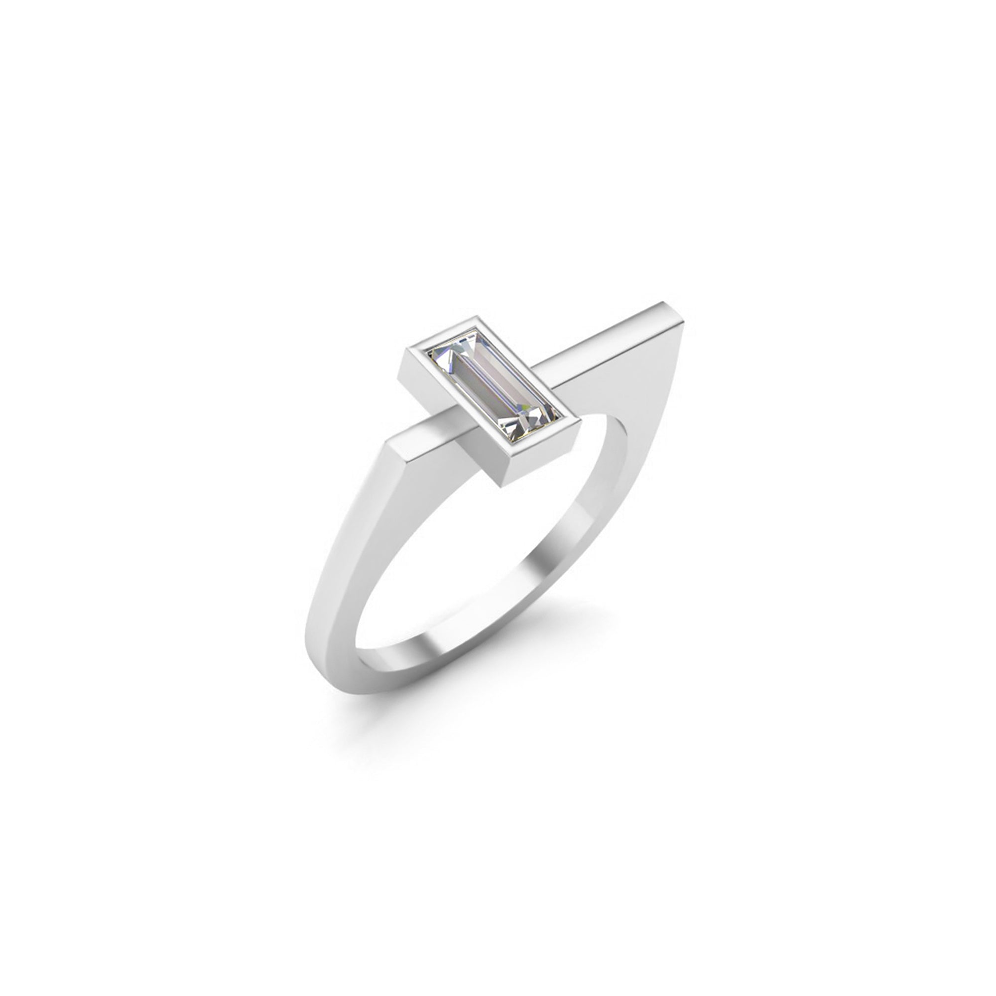 Падарункавы пярсцёнак RKC Baguette Moissanite Unisex Solitaire Band, срэбра 925 пробы, пакрыццё з жоўтага золата 14 карат, вага 3 г, шырыня 1,60 мм