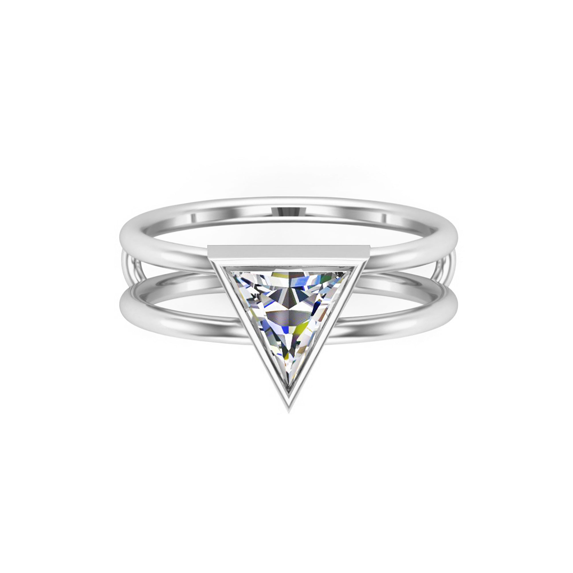 RKC Moissanite Trillion Cut Жаночы заручальны пярсцёнак 925 стерлингового срэбра 14 карат з пакрыццём з жоўтага золата Вага 3 г Шырыня 5,70 мм