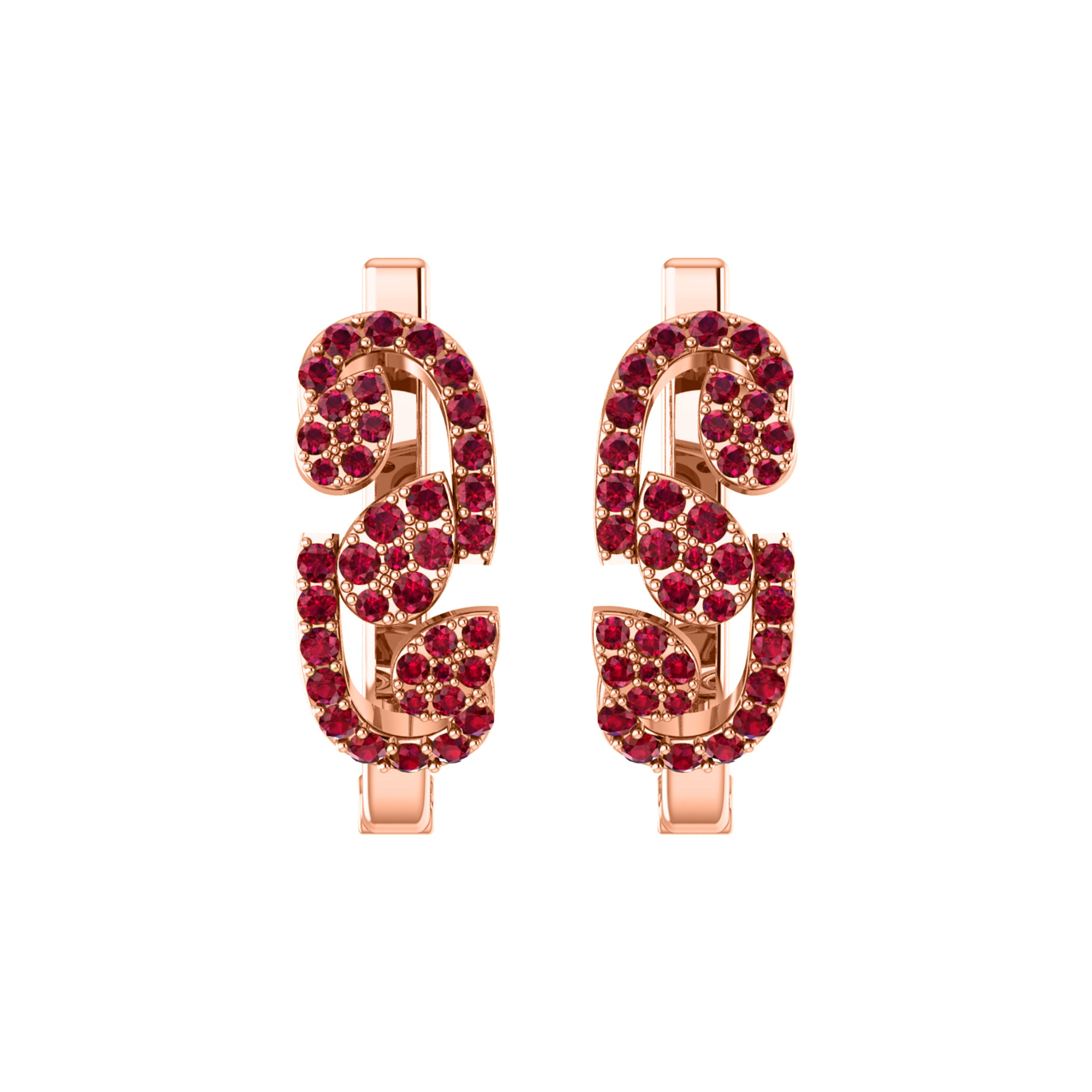 RKC 925 Sterling Silber Hoops & Huggies Damen-Ohrring, 14-karätige Rose, Gesamtgewicht: 5,00 g, Höhe: 20,50 mm