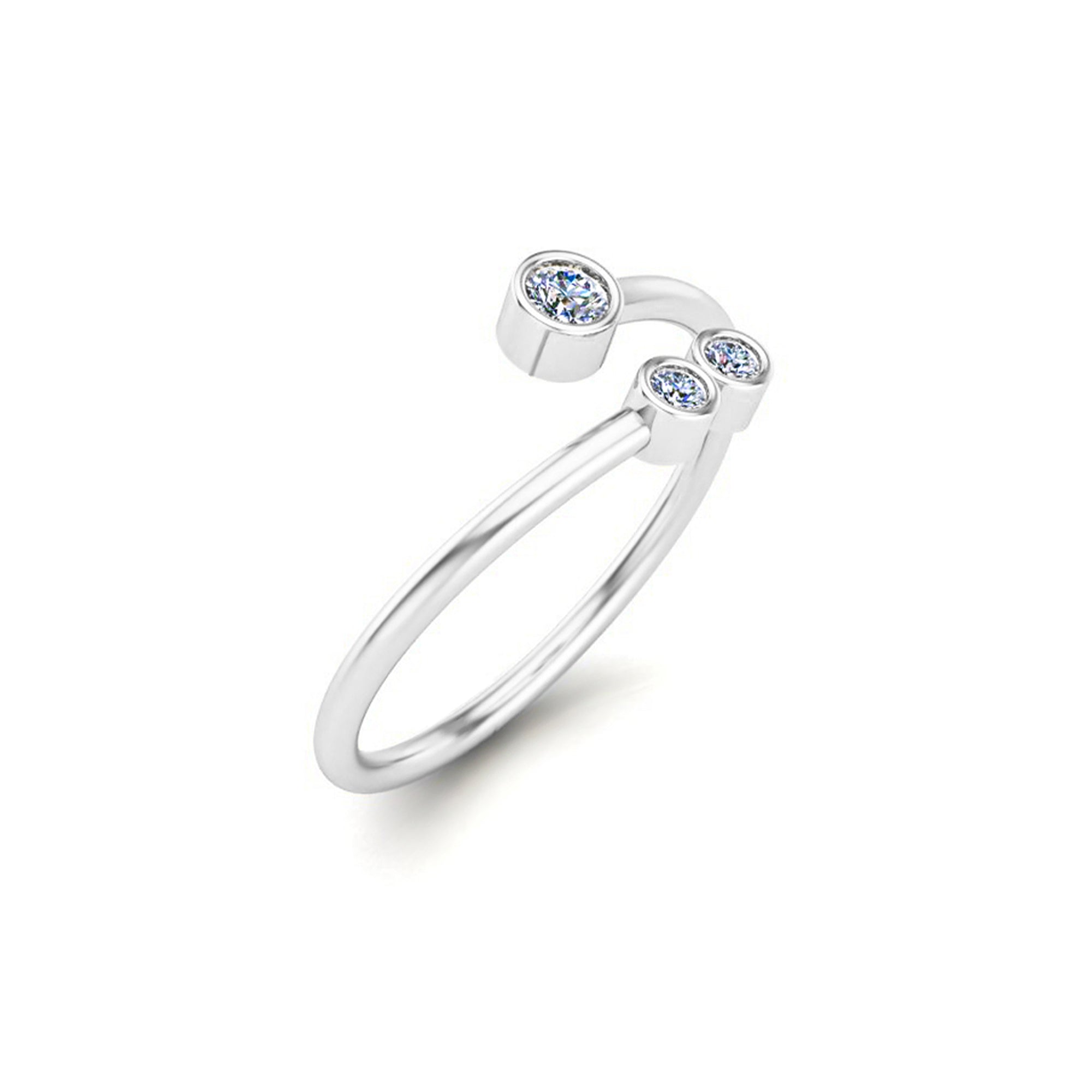 RKC 925 Silver Moissanite Open Band For Her Promise Bypass Ring Band 14K Rose Gold Plated Wt 1.6 gm