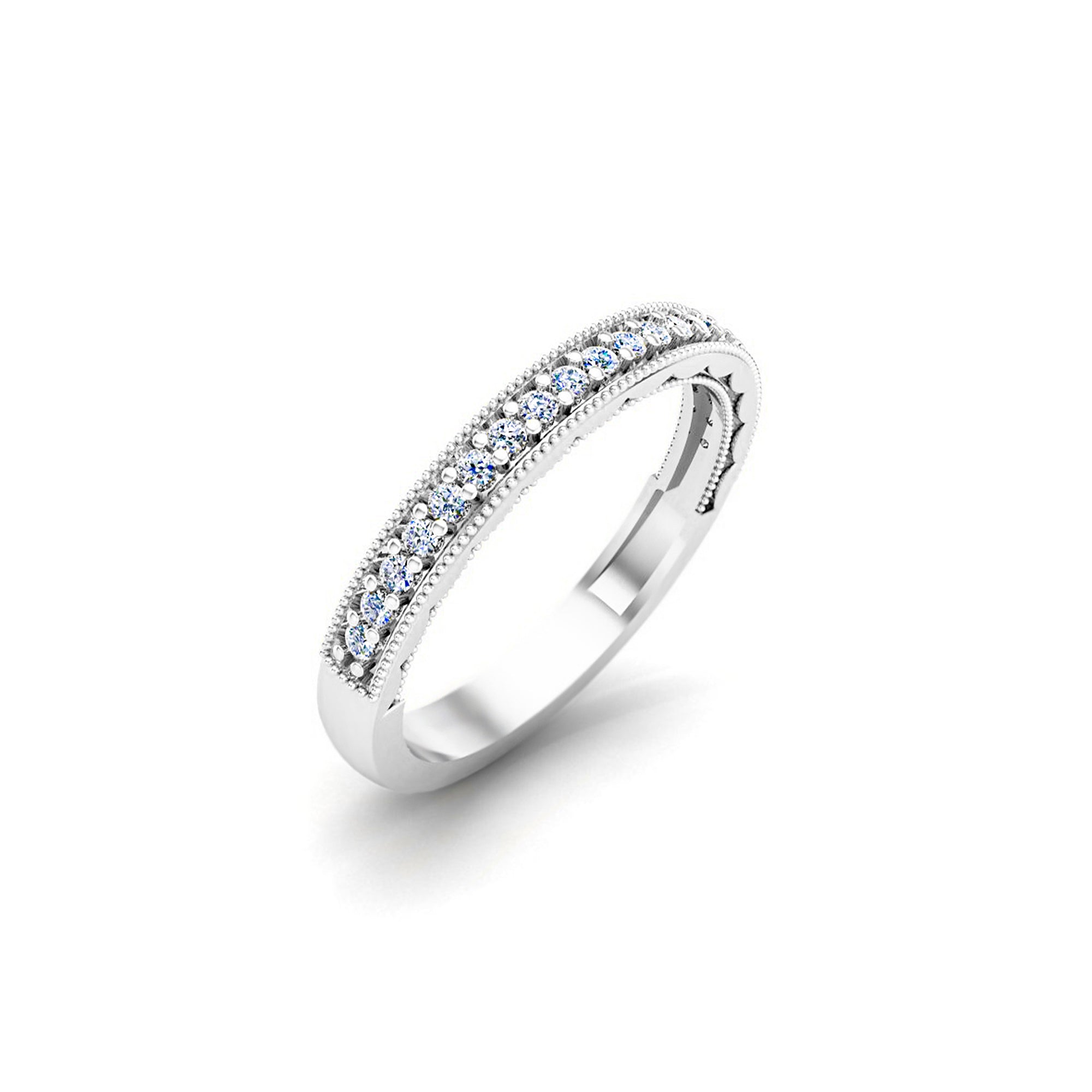Пярсцёнак RKC Moissanite Milgrain Half Eternity Band Ring з стерлингового срэбра 925 пробы Кальцо для яе з пакрыццём з жоўтага золата 14 карат Вага 2 г Шырыня 2,80 мм