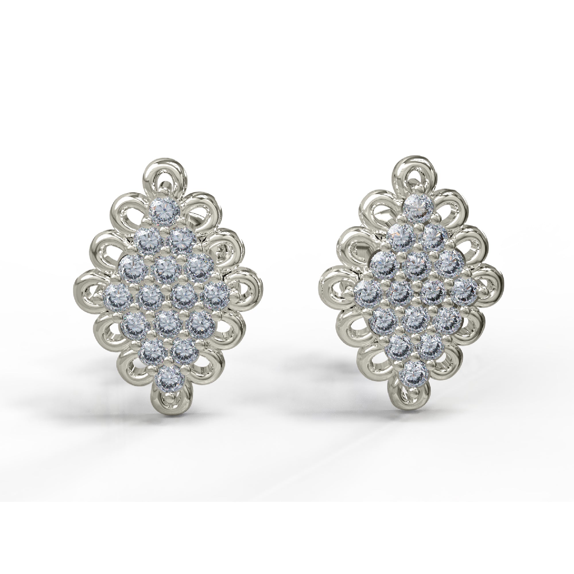 RKC Sterling Silver Women Wedding Stud Earring 14K Yellow Gold Finish 3.50 Gm Height 14.00 MM