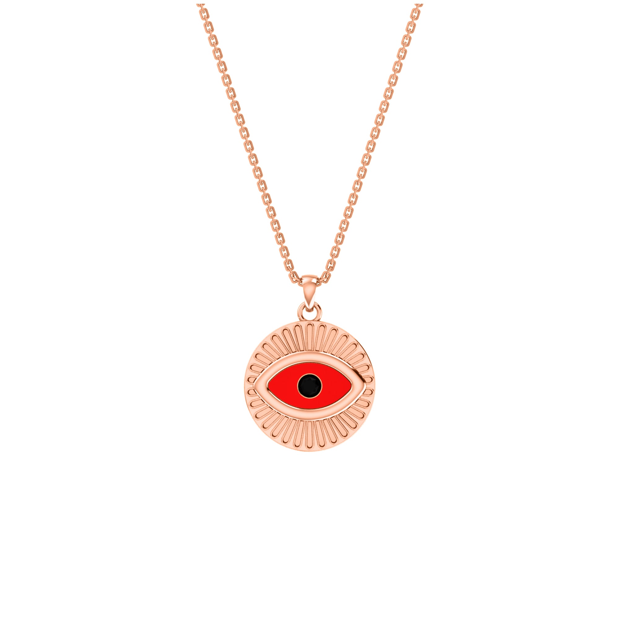 RKC 0.17 CT Enamel Evil Eye Pendant 925 Silver 14K Yellow Gold Plated Wt 5.80 GM Height 20.00 MM