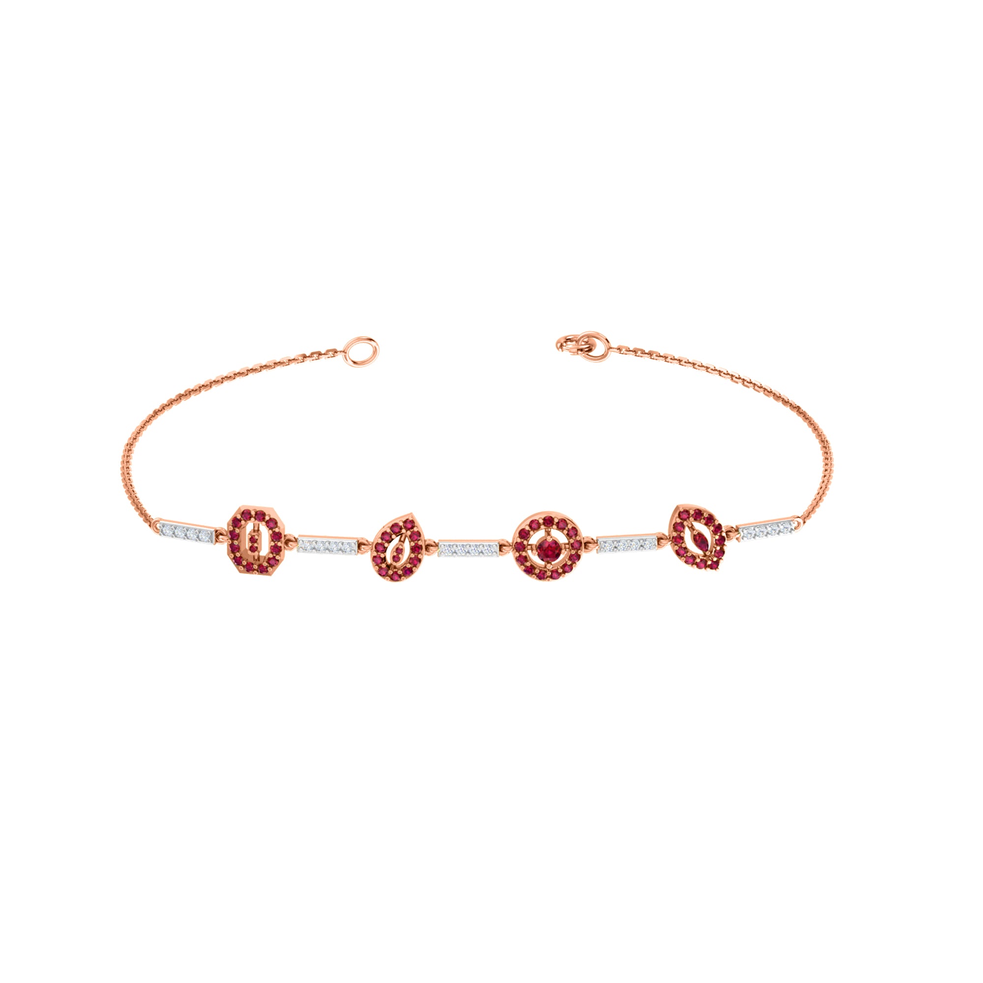 Bracciale da donna RKC in argento sterling 925 da 1,16 ct, placcato in oro bianco 14 carati, peso 5,20 g, altezza 81,30 mm