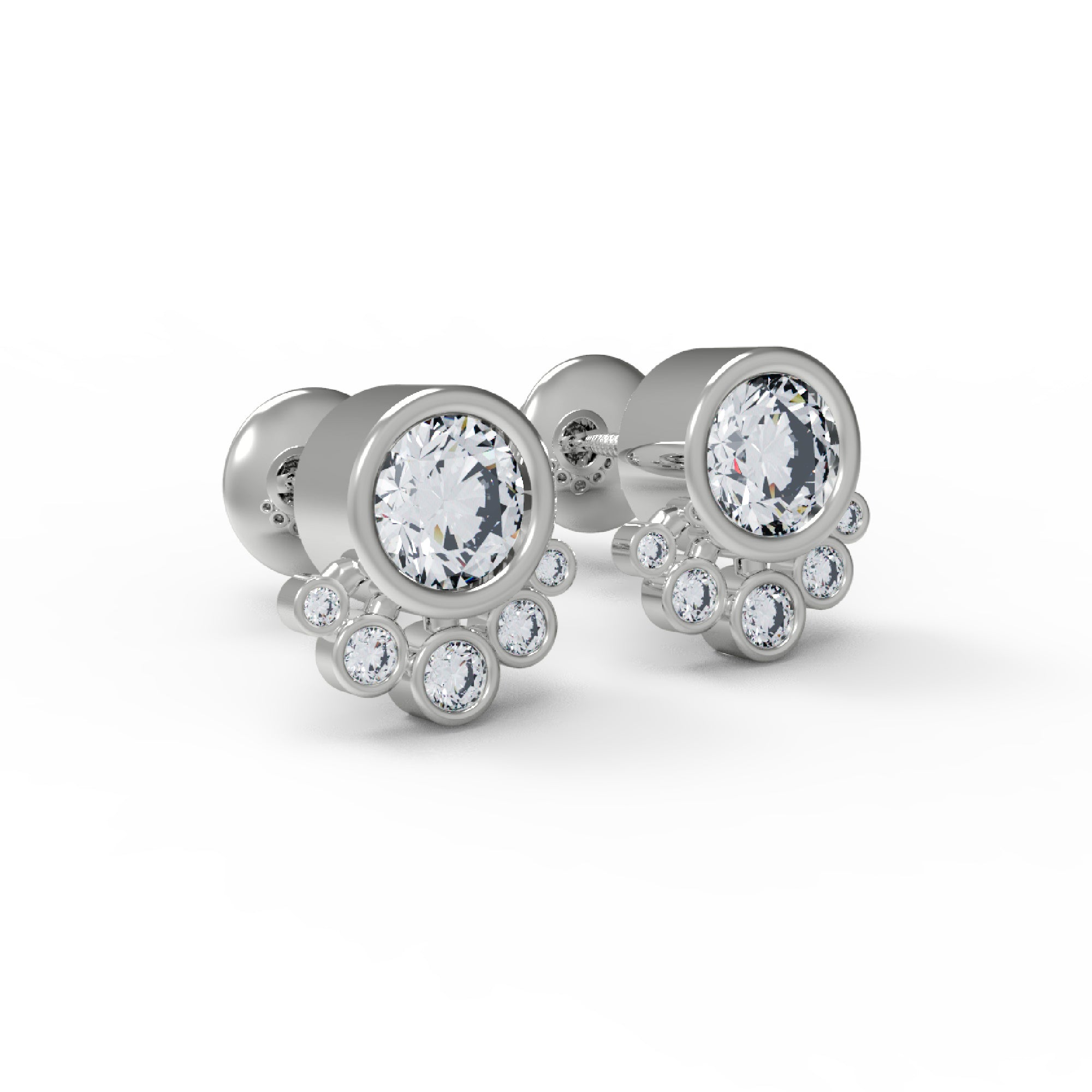 RKC Damen-Ohrstecker aus 925er-Sterlingsilber mit Schraubverschluss, 14 Karat Gelb, Gewicht 2,80 GM, Höhe 9,50 mm