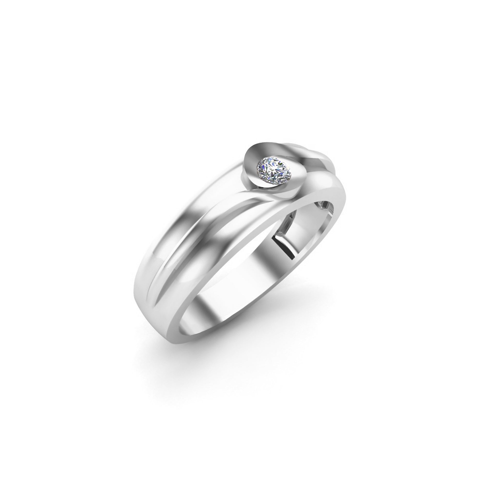 RKC 0.08 Ct Moissanite Engagement Ring 925 Silver 14k Rose Gold Plated For Men's Weight 3 gm Width 4.50mm