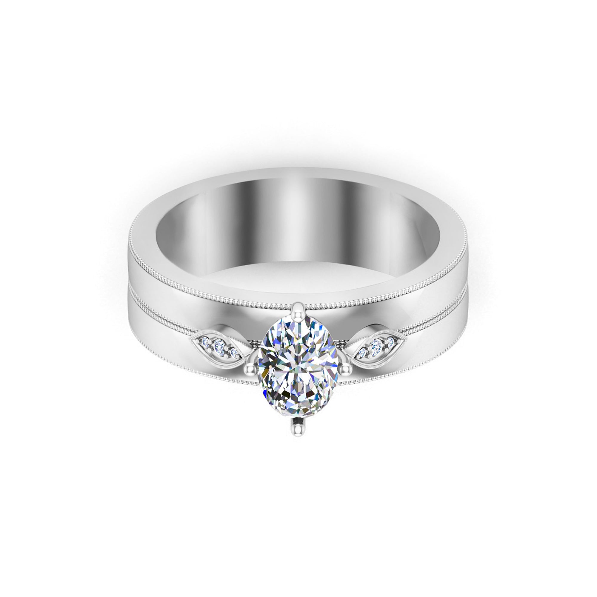 Пярсцёнак RKC Wide Solitaire With Accents Band Ring, срэбра 925 пробы, пакрыццё з жоўтага золата 14 карат, Вага 6,30 г, Шырыня 5,60 ММ