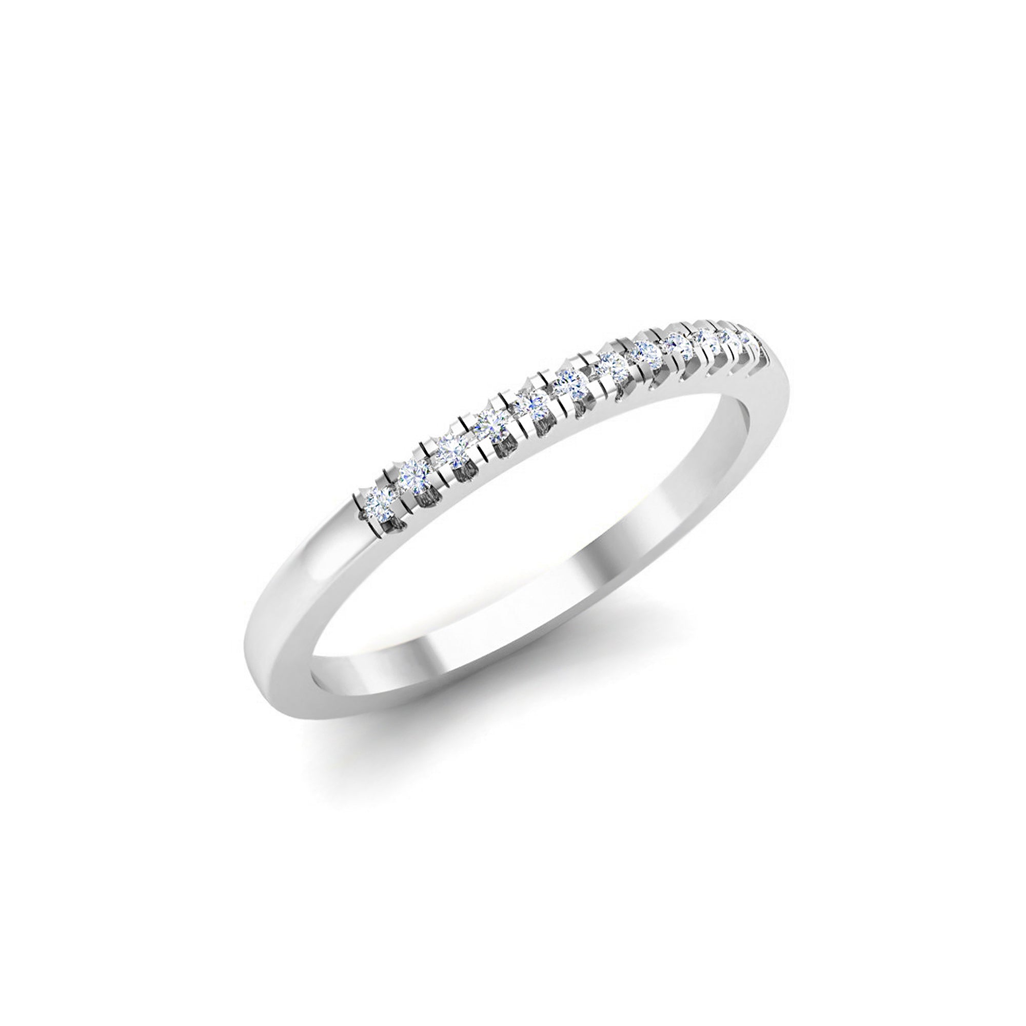 RKC Moissanite Half Eternity Promise Band 925 Sterling Silver 14K Yellow Gold Over Band Ring For Her Wt 1.60 gm Width 1.70 MM