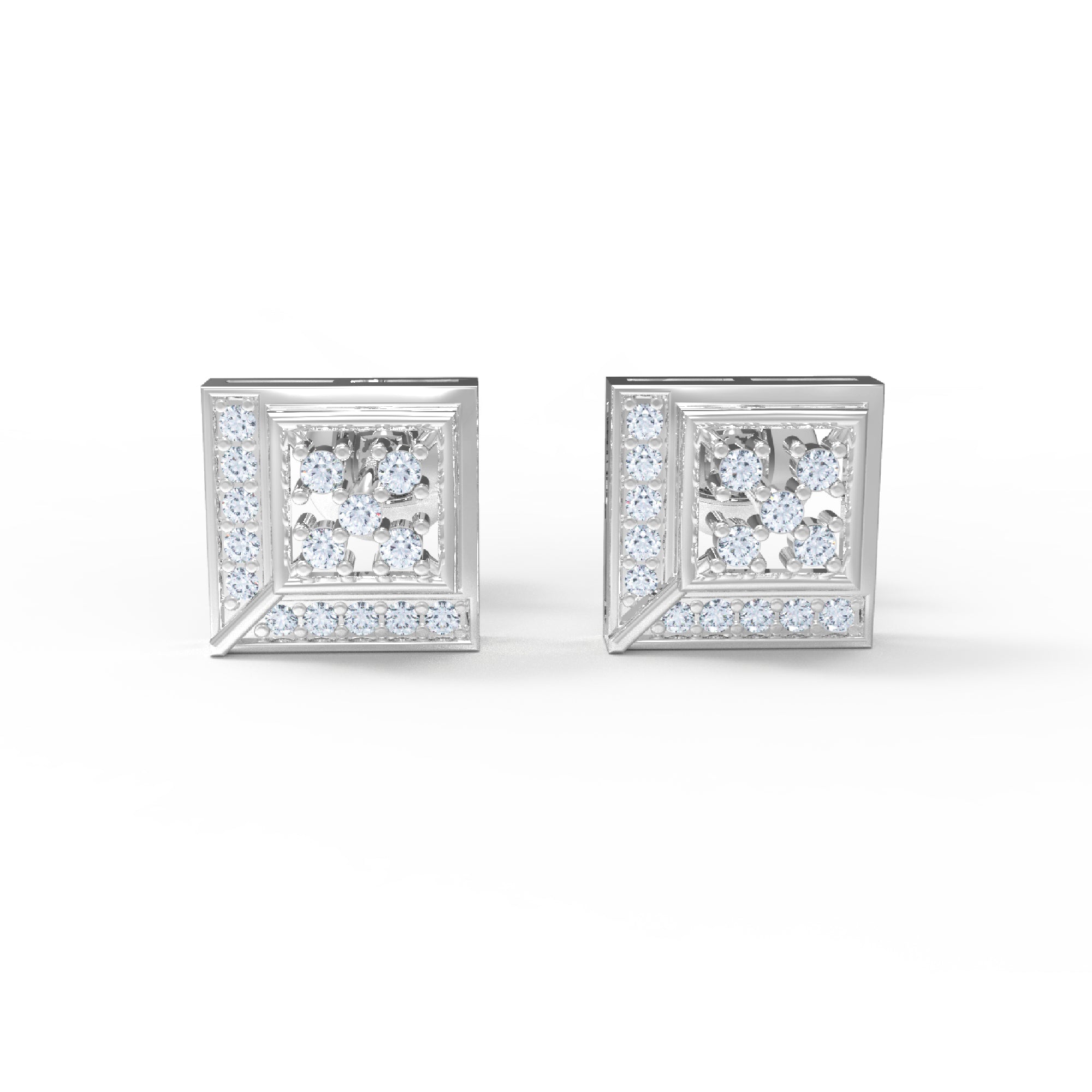 RKC 925 Sterling Silber Rundschliff kleiner quadratischer Ohrstecker, 14 Karat Rose über Produktgewicht 2,30 GM, Steinhöhe 9,00 mm