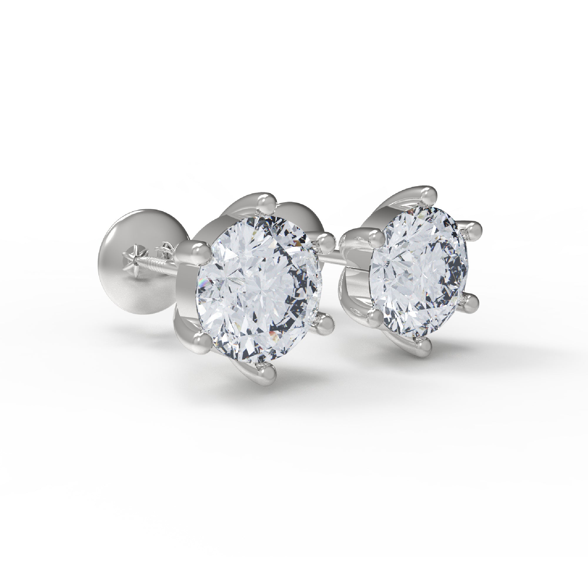 RKC 925 стерлингового срэбра з шасцю зубцамі Жаночыя завушніцы-гваздзікі з ружамі 14 карат, вага над прадуктам 1,20 GM, вышыня каменя 3,80 мм