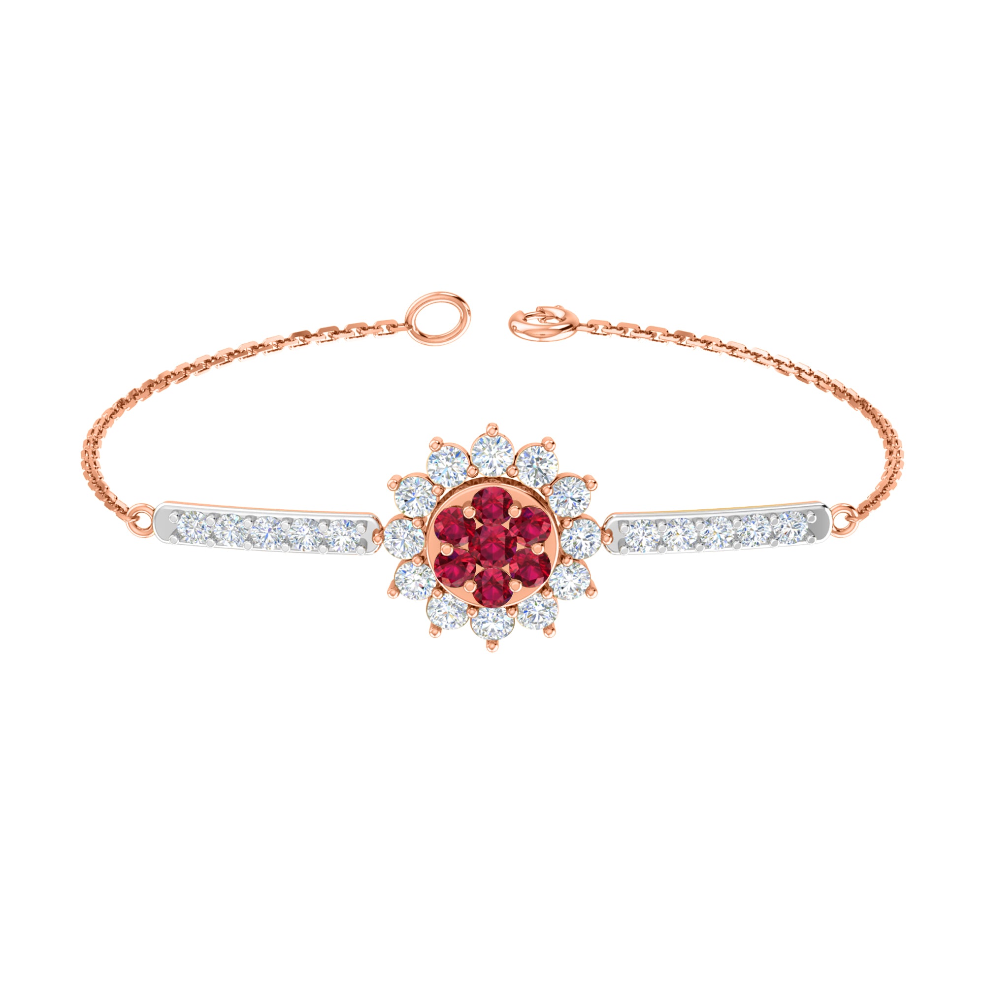 Pietra preziosa RKC in argento sterling 925 da 2,57 CT per bracciale da donna Placcato in oro rosa 14 carati Peso 5,50 GM