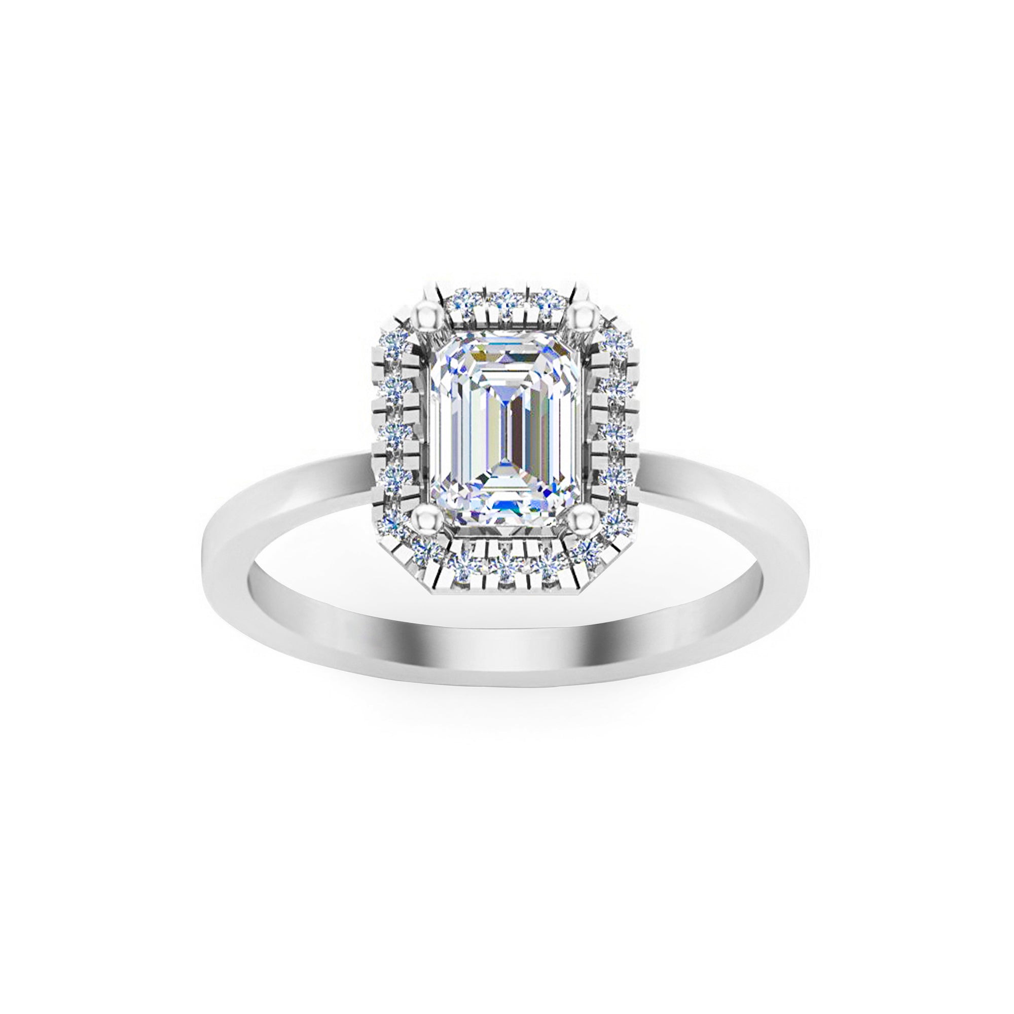 خاتم خطوبة هالة مويسانيتي قطع الزمرد من RKC فضة استرليني 925 مطلي بالذهب الأصفر وزن 2.10 جم عرض 1.50 مم