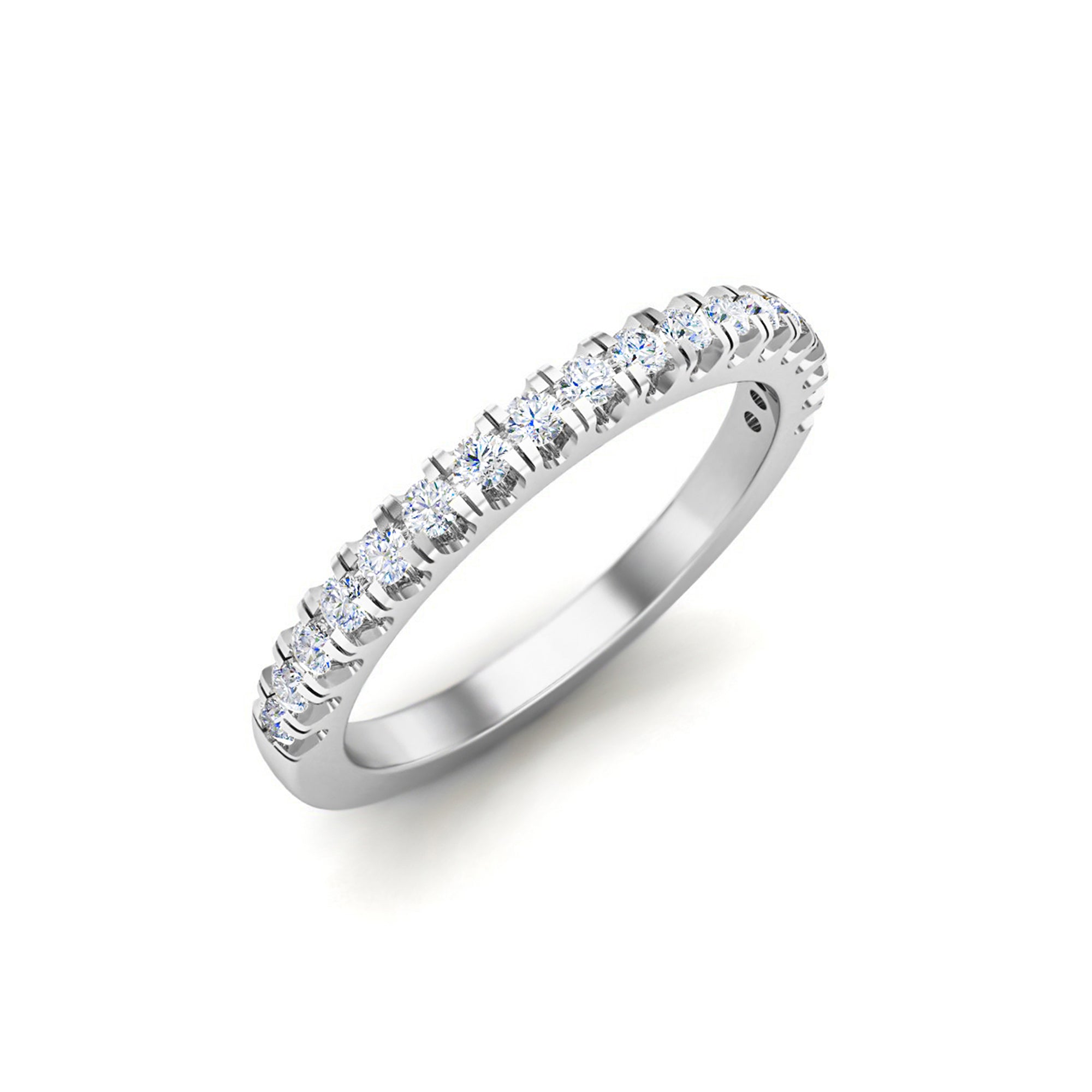 Пярсцёнак RKC Moissanite з круглым выразам Half Eternity Band, срэбра 925 пробы