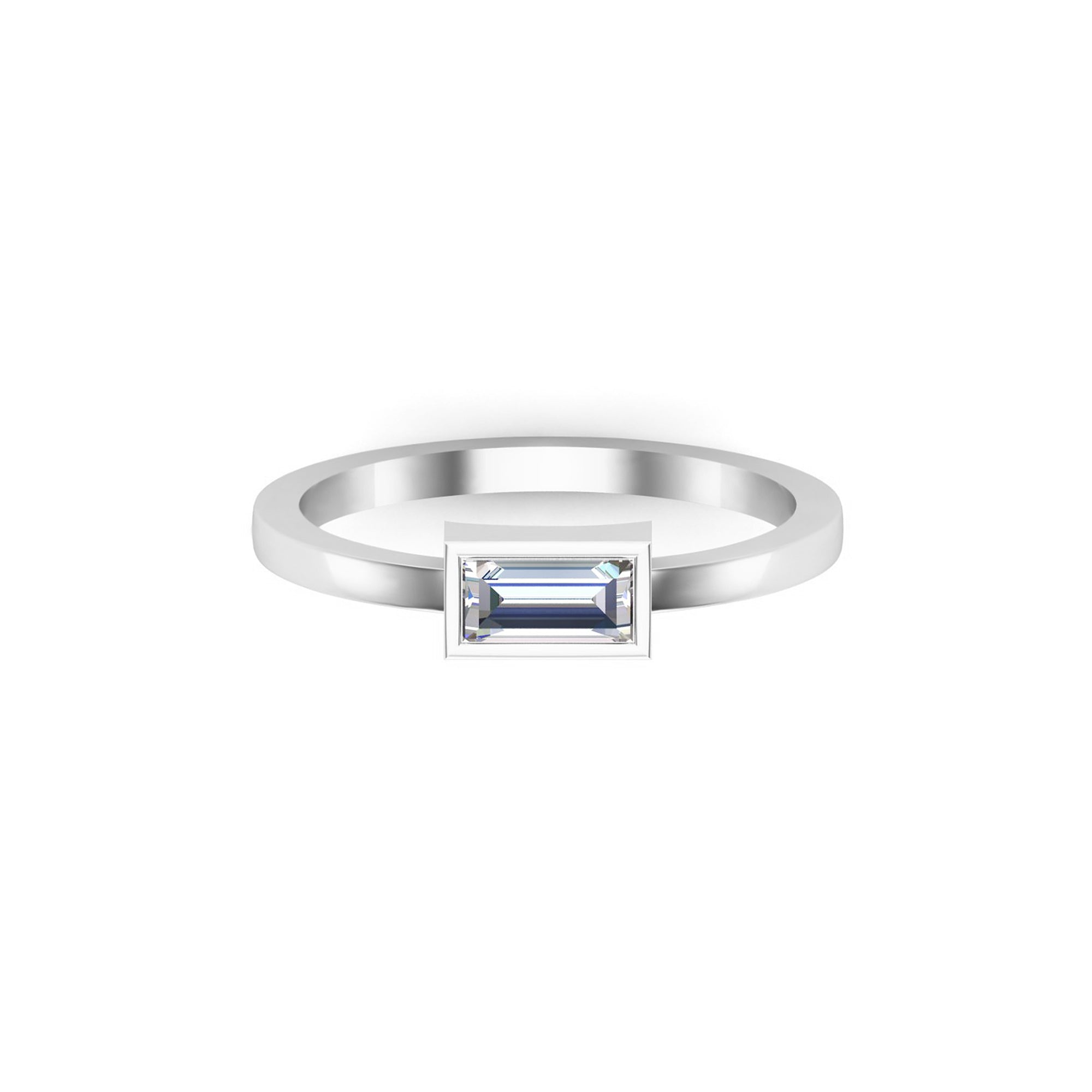 Cincin Solitaire Baguette Perak Murni RKC 925 Untuk Cincin Usulannya Berat 1,80 gram Lebar 1,60 MM
