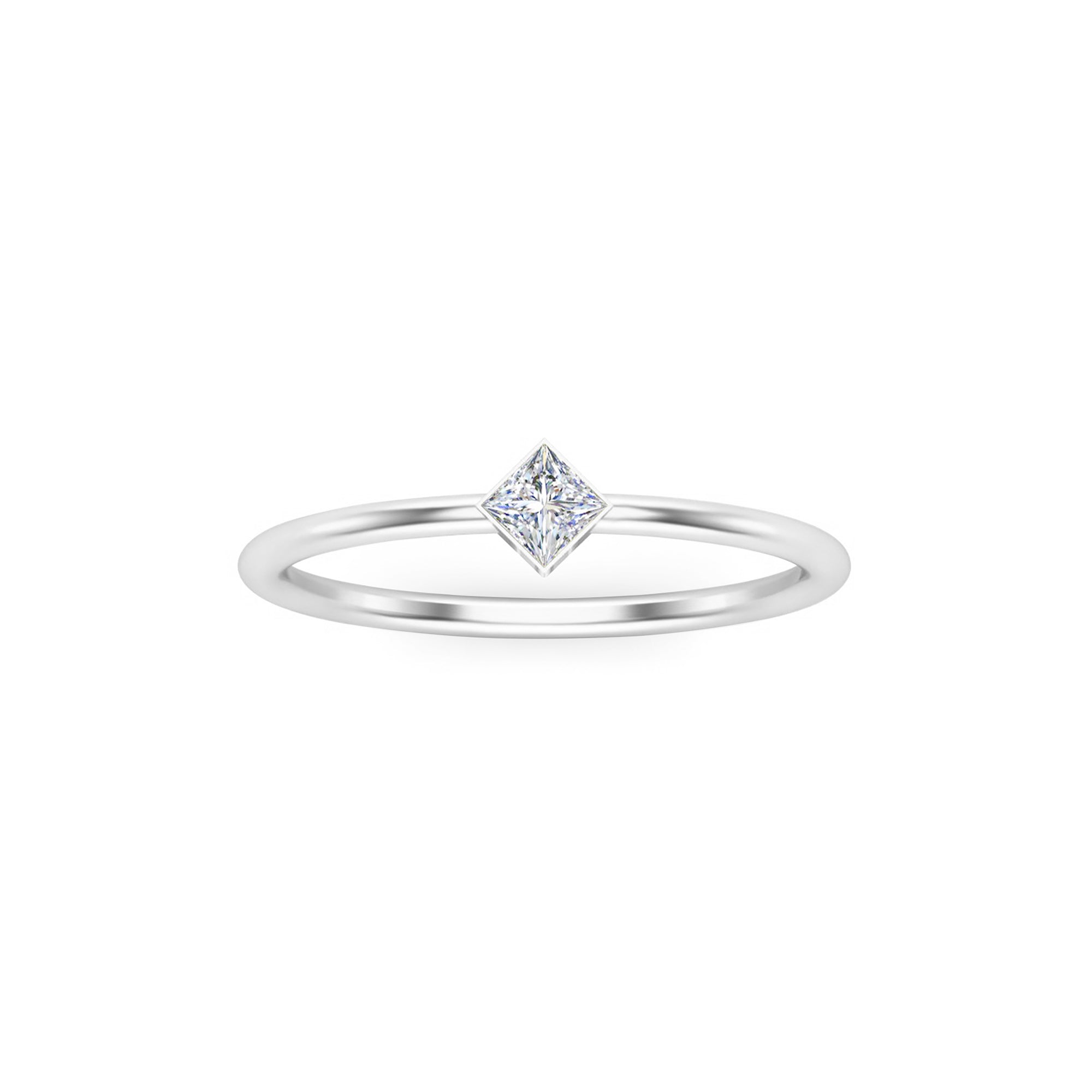 Заручальны пярсцёнак RKC Princess Cut Moissanite Solitaire, срэбра 925 пробы, пакрыццё з ружовага золата 14K