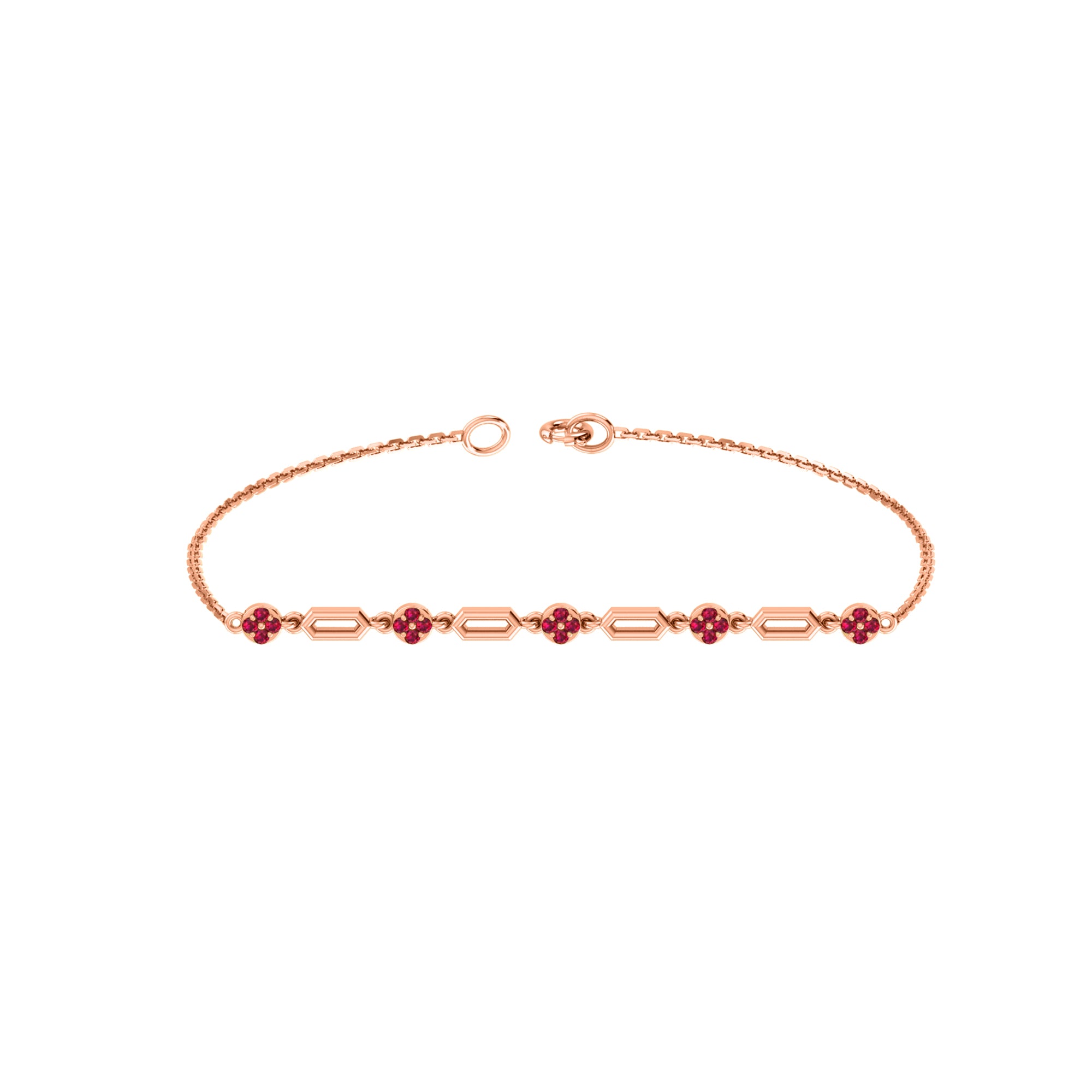 RKC 925 Sterling Silver 0.3 CT Gemstone for Women's Bracelet 14K Rose Gold Plated Weight 3.70 GM