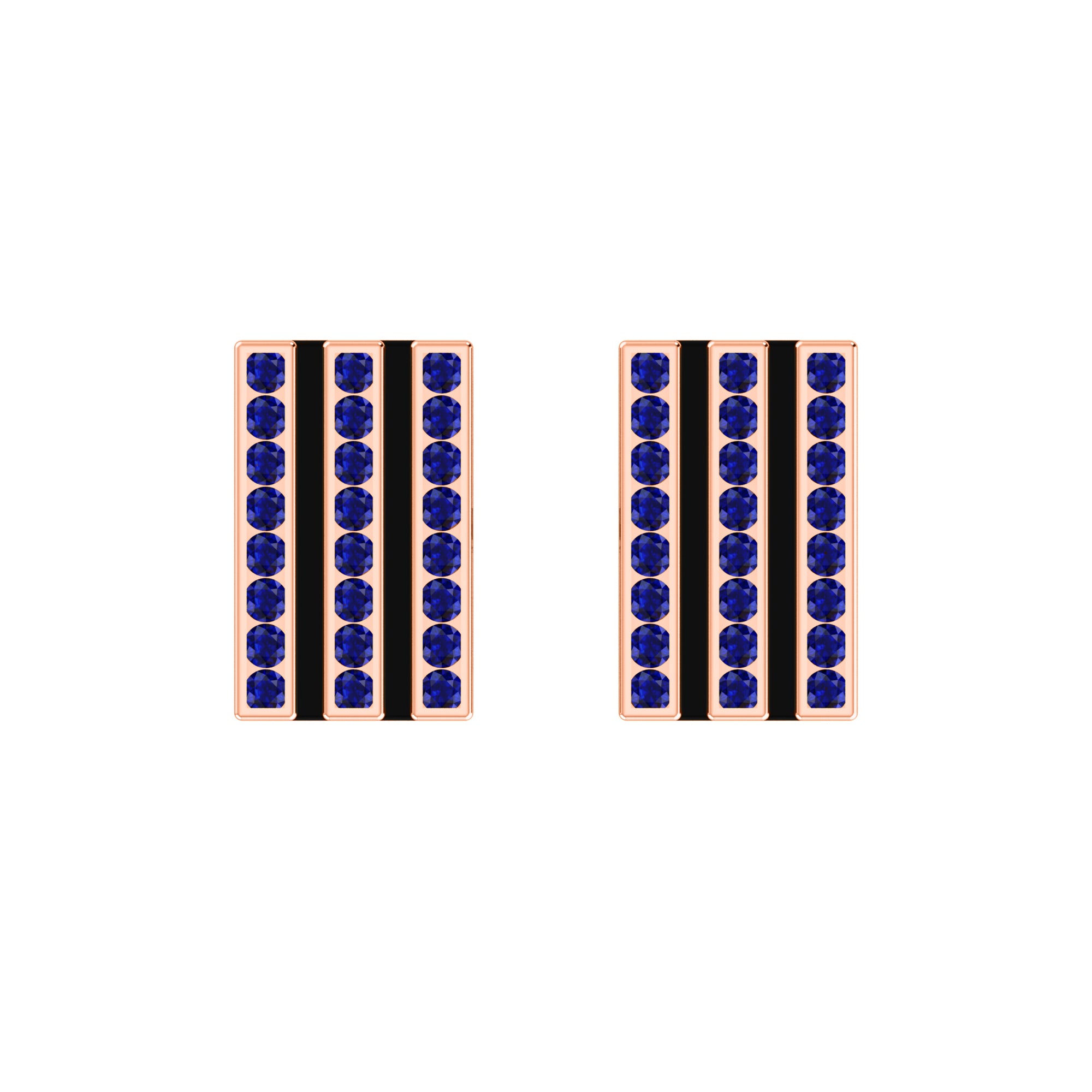 RKC 모이사나이트 925 스털링 실버 커프링크스 & 브로치 14K 로즈 골드 도금 제품 중량 3.20gm