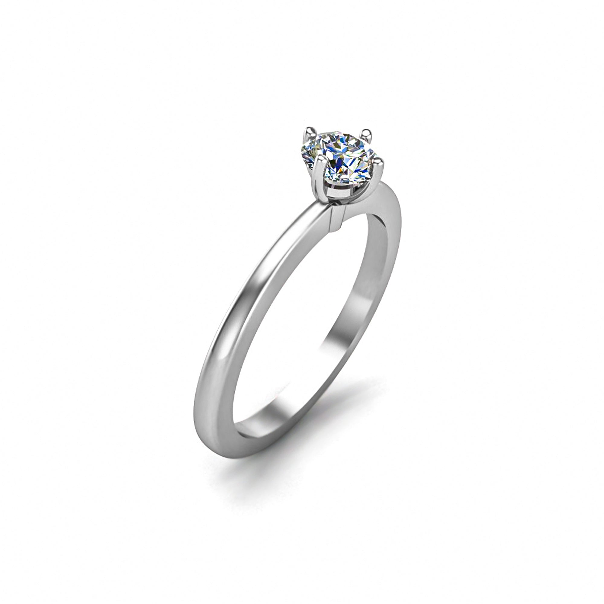 RKC 0.50 カラット ラウンド カット モアッサナイト エンゲージメント リング 925 シルバー 14K ローズゴールドメッキ 女性用 重量 2gm および幅 2mm