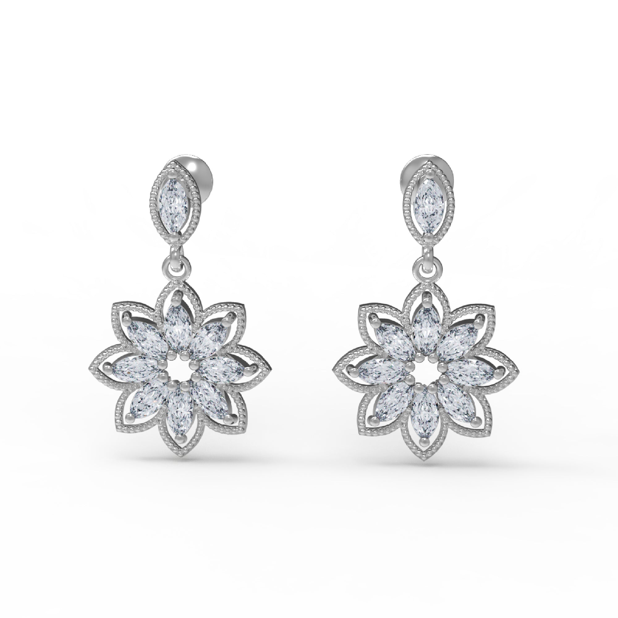 Жаночыя завушніцы маркізы 925 пробы стерлингового срэбра, 14 карат, ружа, вага 6,50 GM, вышыня 32,50 мм