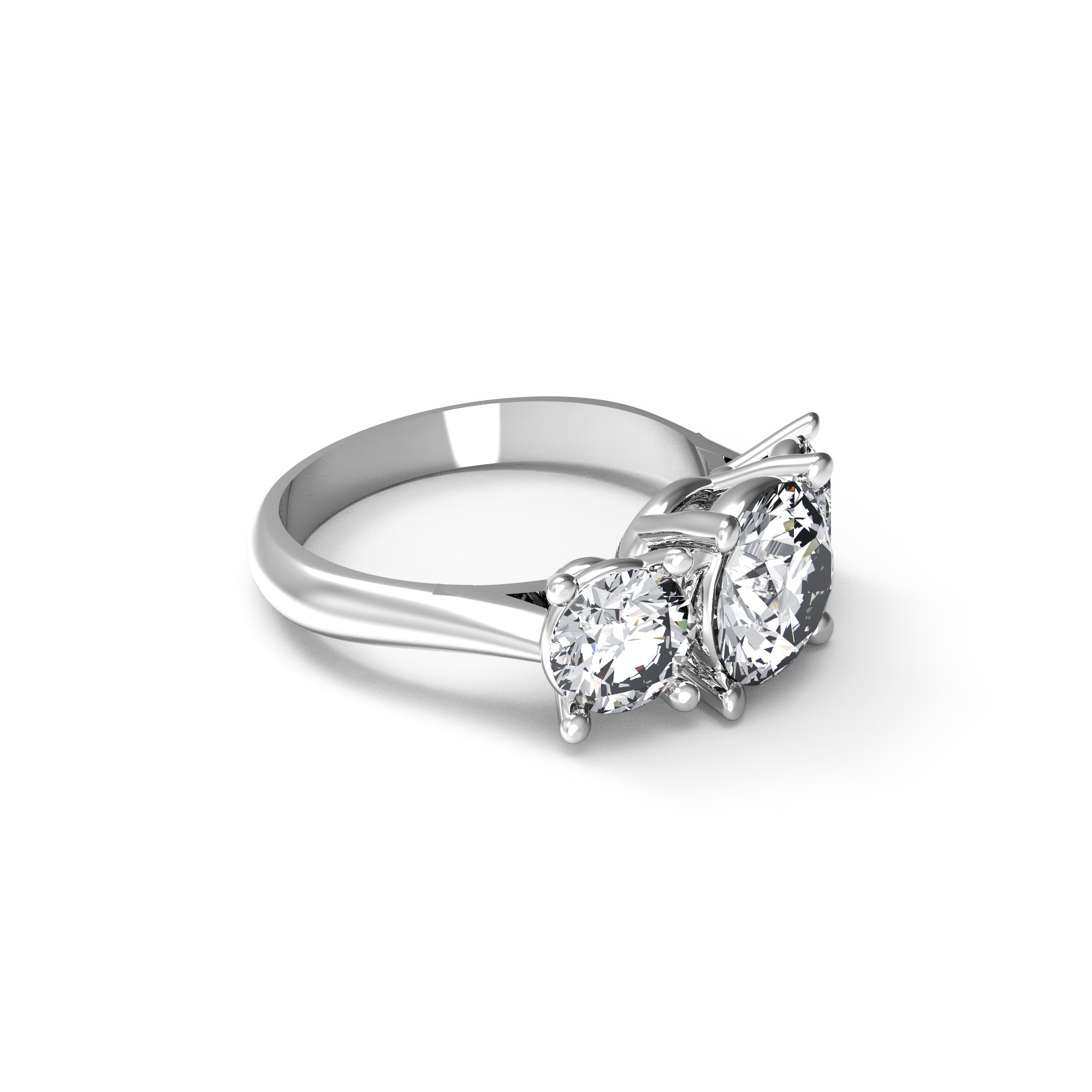 Заручальны пярсцёнак RKC з круглым муасанітам і абяцаннем з трох камянёў, срэбра 925 пробы, пакрыццё з ружовага золата 14 карат, вага 2,70 г, шырыня 2,60 мм