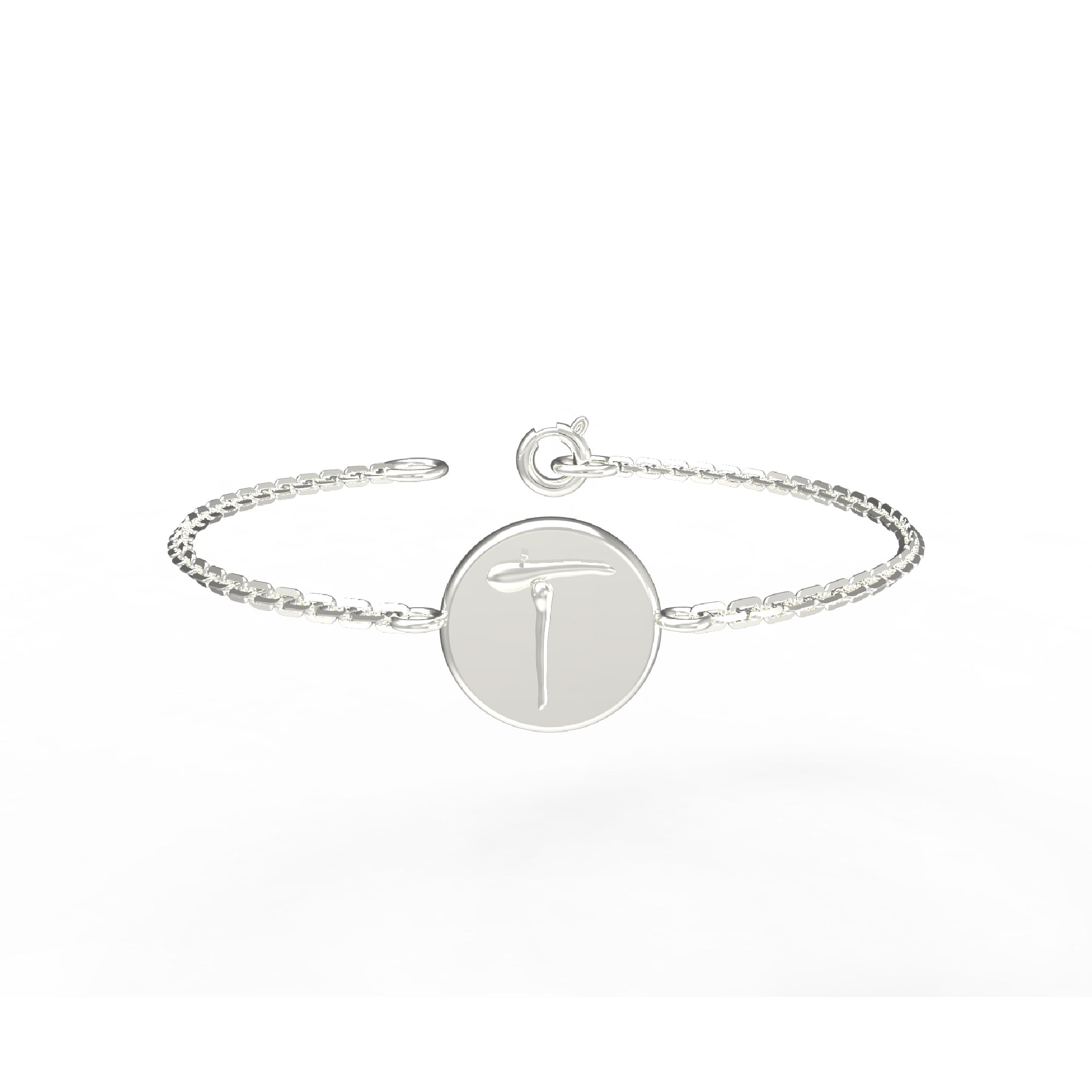 RKC 925 Sterling Silver Round Shape Initial Bracelet Gift for Her 14K Yellow Gold Plated Wt 3.25gm