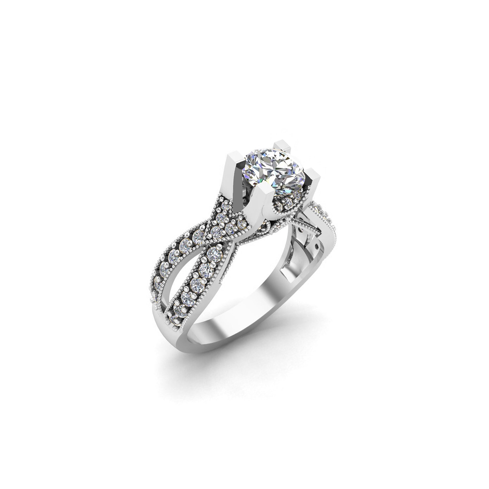 Жаночы вясельны вясельны пярсцёнак RKC з круглага муасаніта 925 са срэбра, вагой 3,5 г