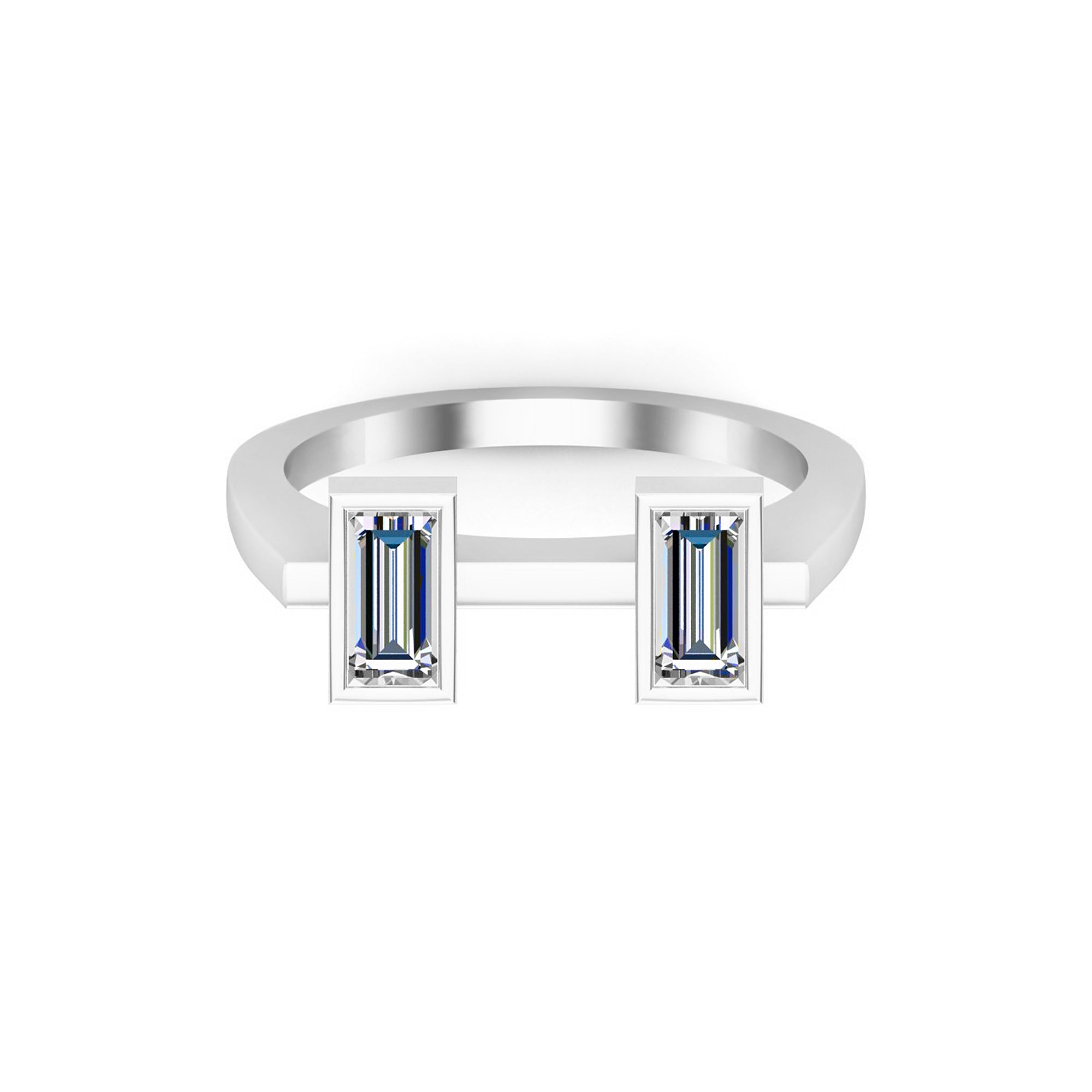 Заручальны пярсцёнак RKC са срэбра 925 пробы Кальцо з багетнай паласой з муасаніта для жанчын Вага 3,40 г, шырыня 1,75 мм