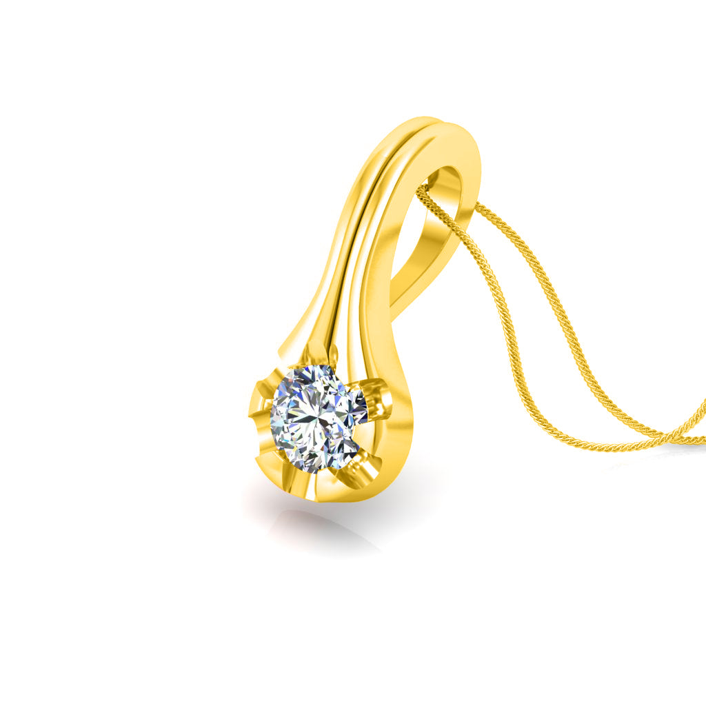 RKC Solitaire Mariage Argent Goutte 0,25 CT Moissanite Pendentif Plaqué Or Rose 14K Poids 3,00 g Hauteur 14,00 mm