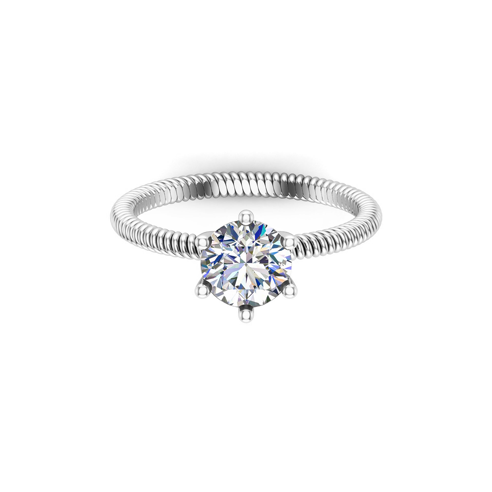 RKC 7 мм, круглы пасьянс з муасаніта 925 пробы, аплецены срэбрам, набор зубцоў, якія можна нарошчваць, 14-каратнае ружовае золата, вага 1,60 г, шырыня 2 мм