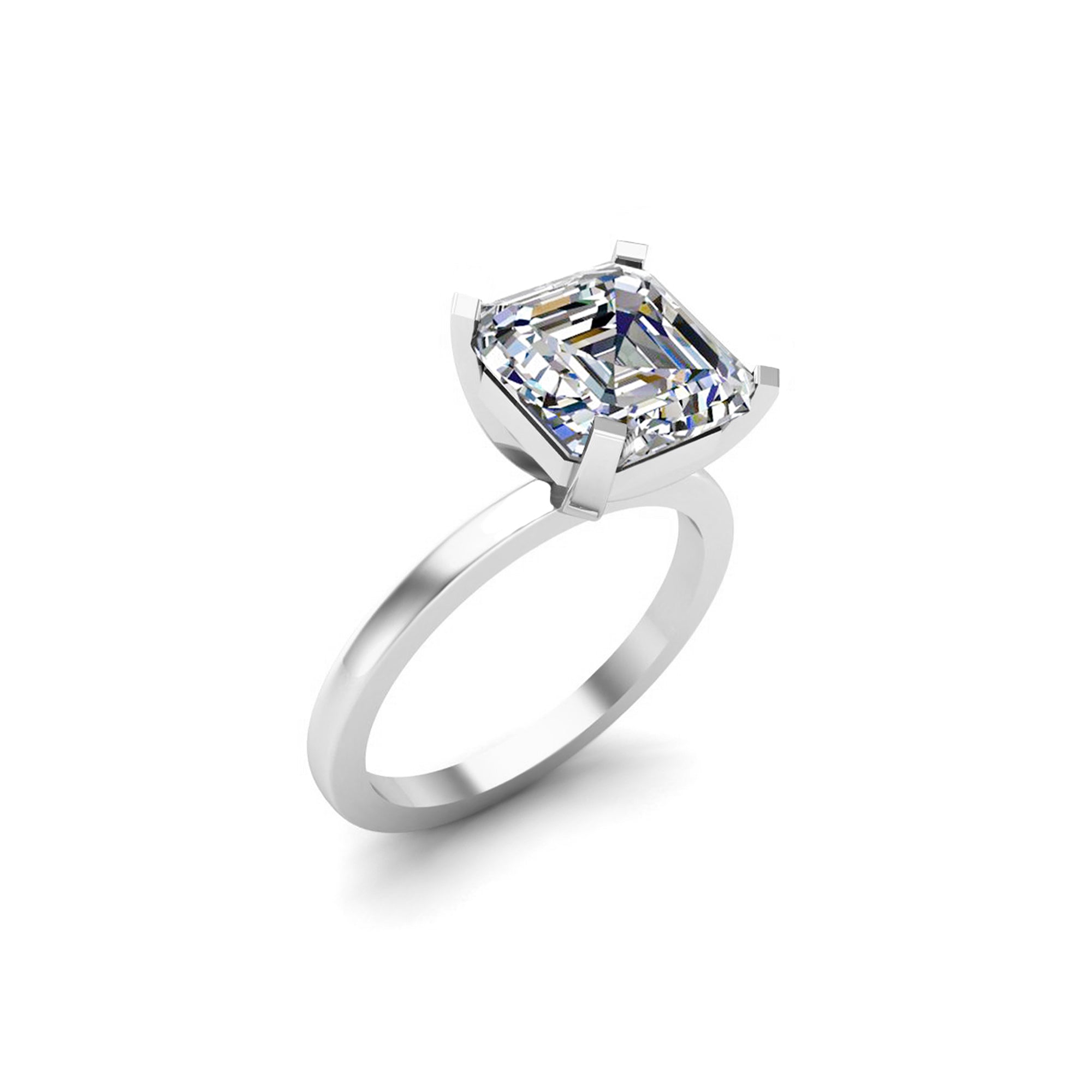 RKC 3,50 карата Саліцёрны пярсцёнак з агранкай Ашэр для жаночых заручальных пярсцёнкаў 925 пробы з ружовага пазалочанага пакрыцця Вага 2,50 г Шырыня 1,80 мм