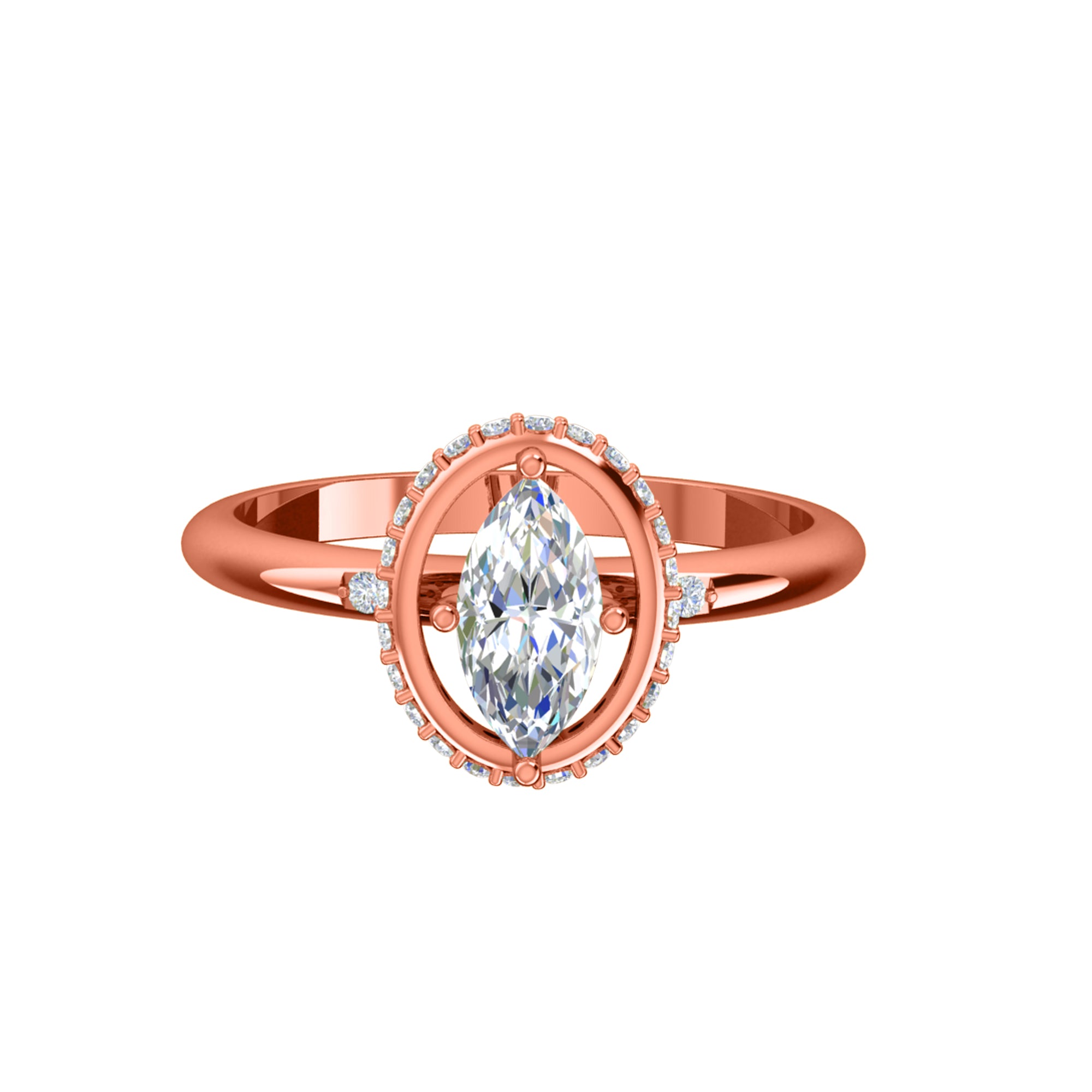 মহিলাদের Wt 2gm এর জন্য RKC Marquise Moissanite Halo এনগেজমেন্ট রিং 925 সিলভার ইয়েলো গোল্ড প্লেটেড